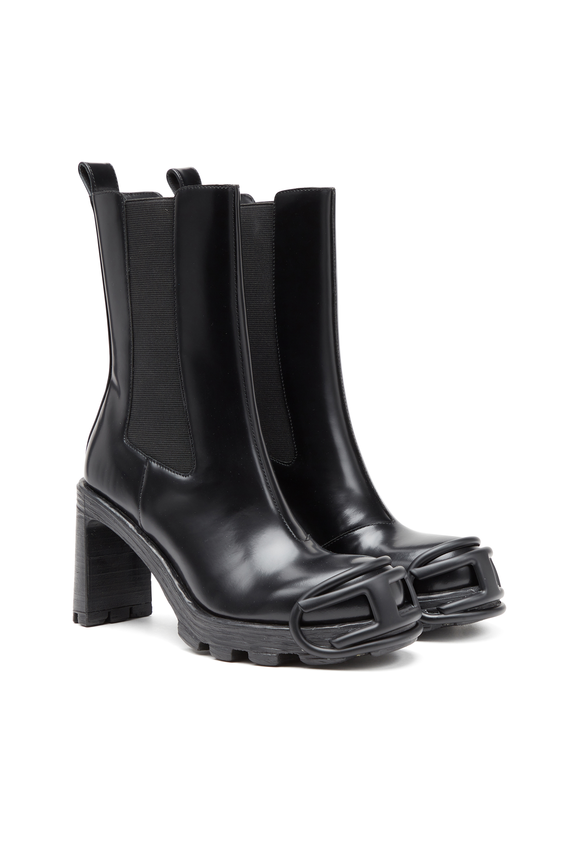 Diesel - D-HAMMER CH D W, Woman D-Hammer-High-heel boots with Oval D plaque in Black - Image 2