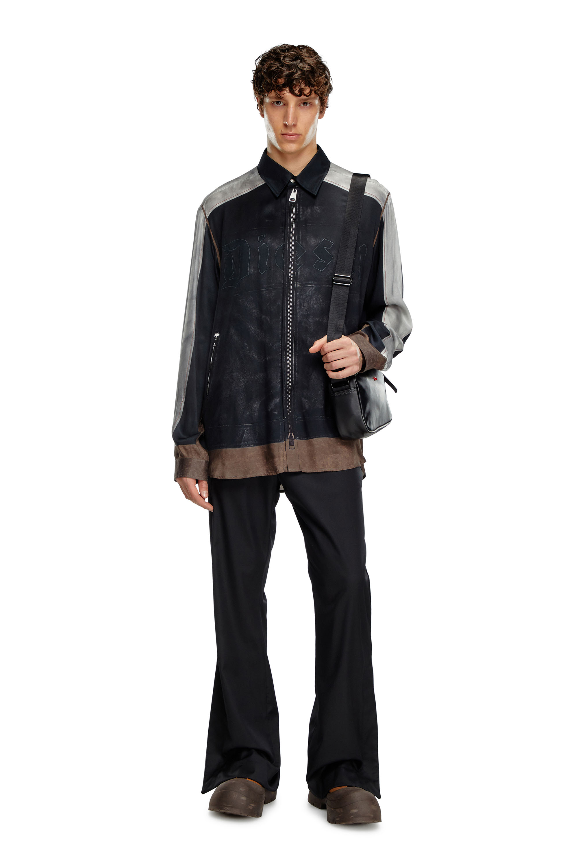 Diesel - P-AMMIR, Man Wool-nylon pants with side slits in Black - Image 4