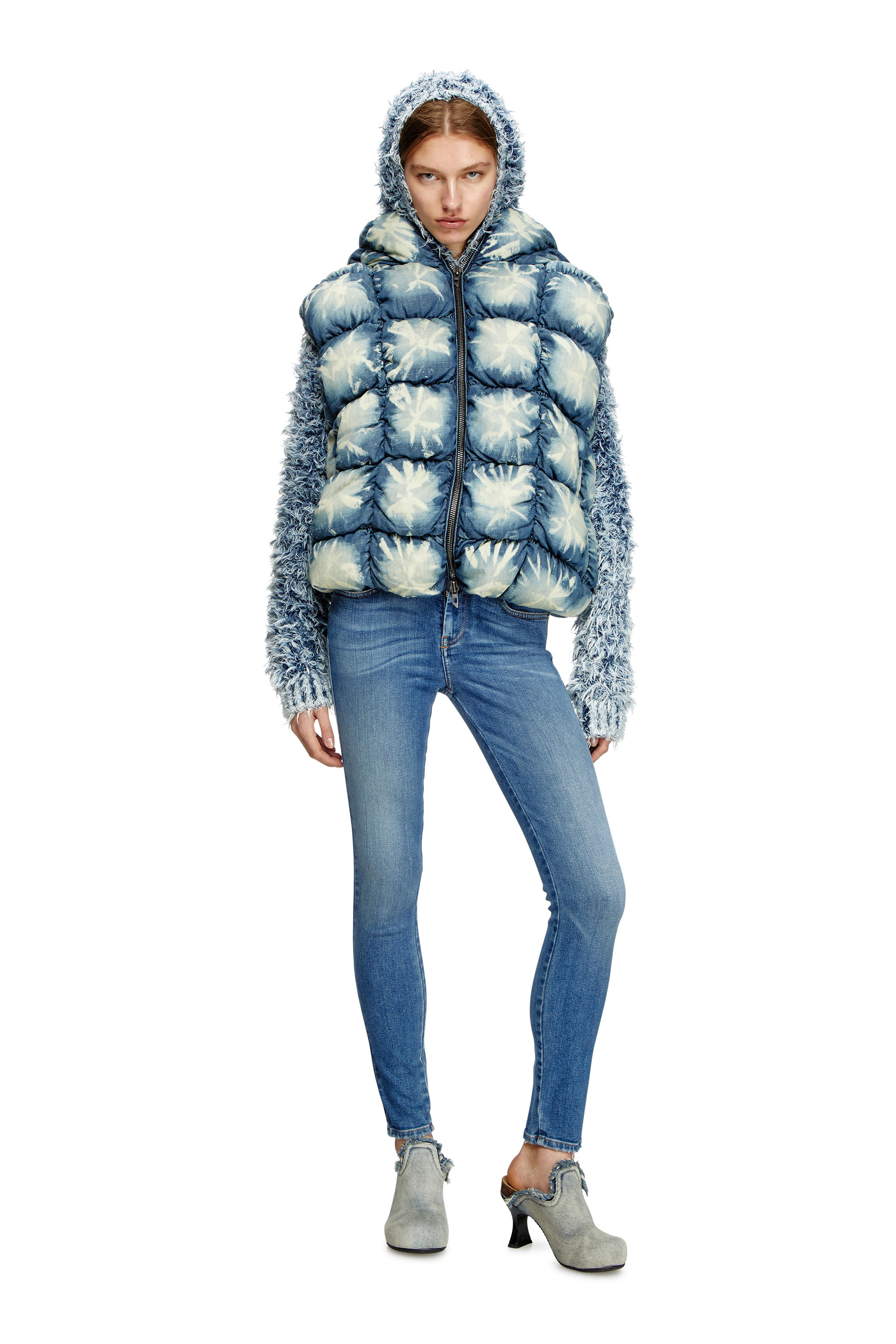 Diesel - W-THYS, Chaleco puffer en denim tie-dye Unisex in Azul marino - 6