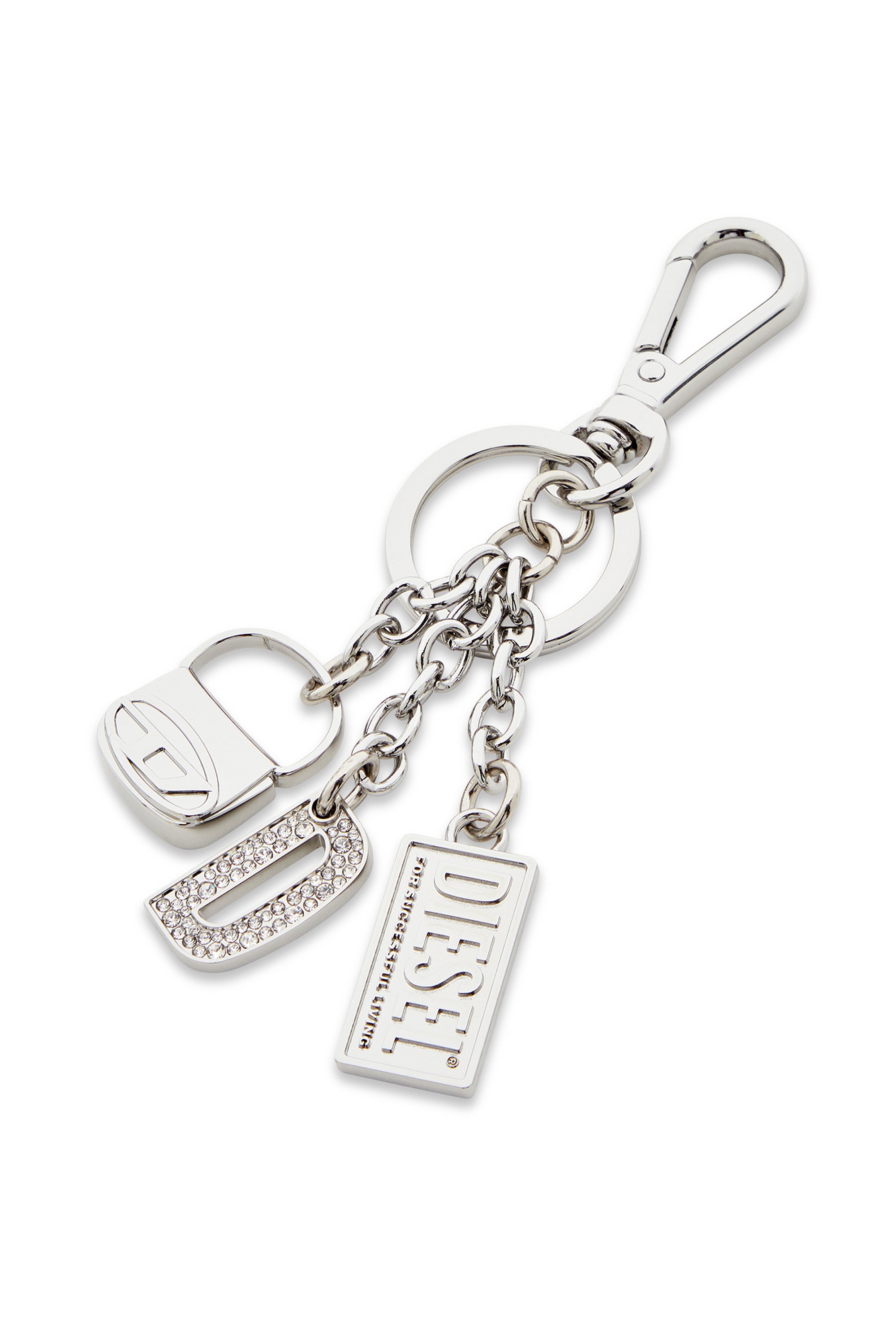 Diesel - 1DR KEY MULTICHARM, Woman's Metal keyring with logo charms in Silver - 2