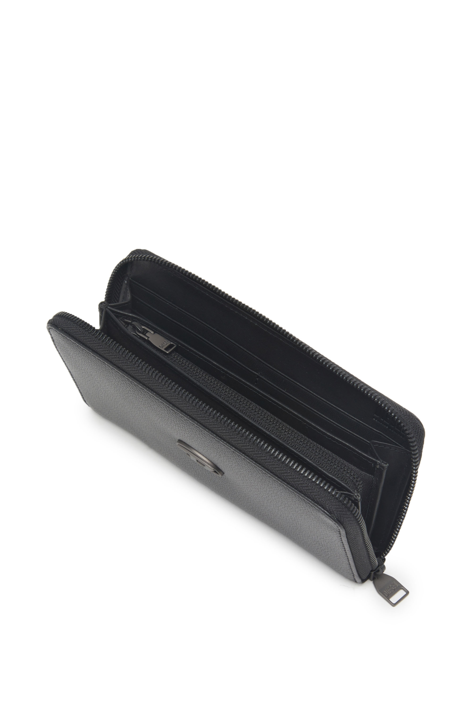 ブラック Avenue ウォレットバッグ GARNET Man: Leather zip-around wallet with logo plaque | Diesel