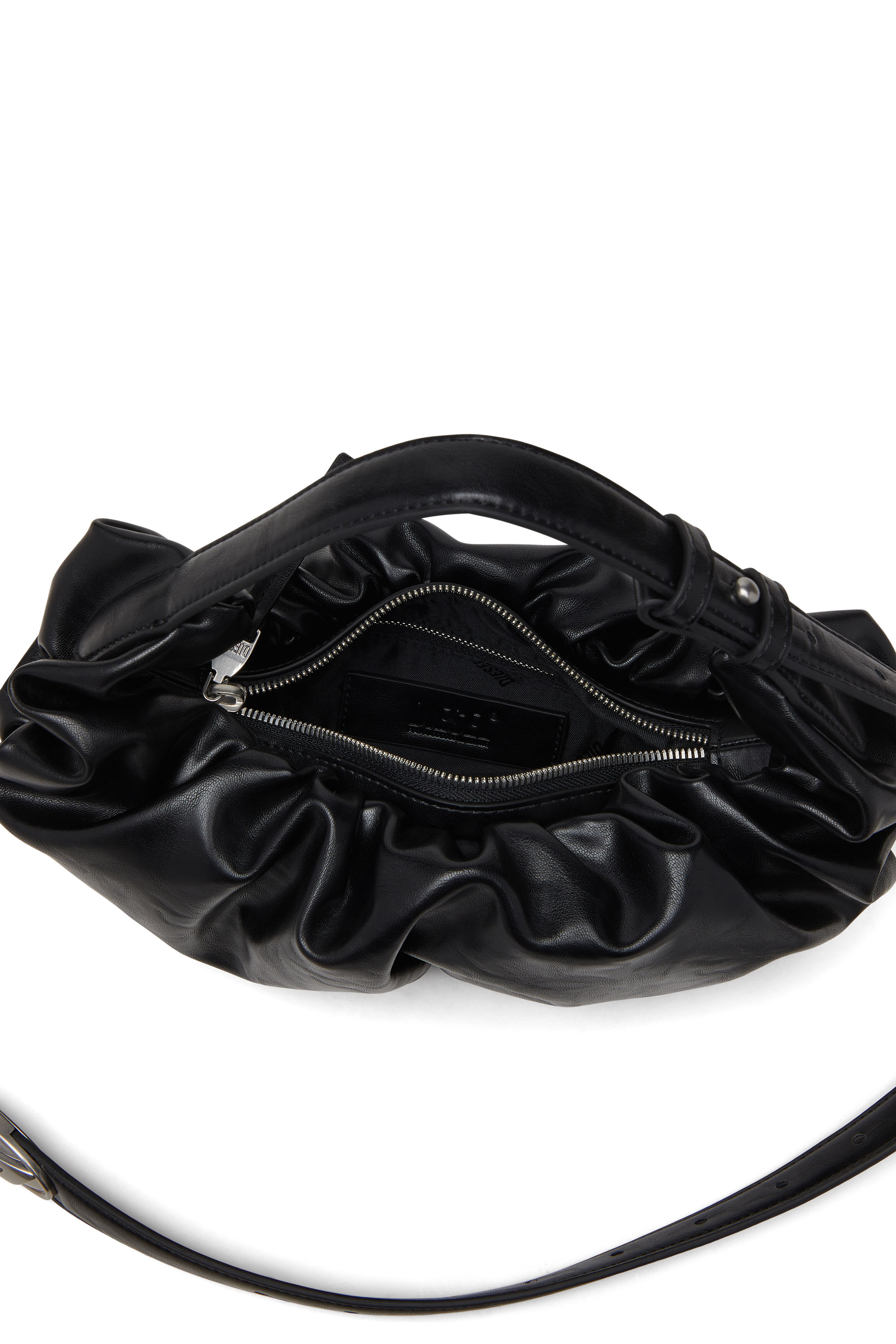 Diesel - GRAB-D HOBO S, Woman's Grab-D S-Small scrunched hobo bag in shiny PU in Black - 4