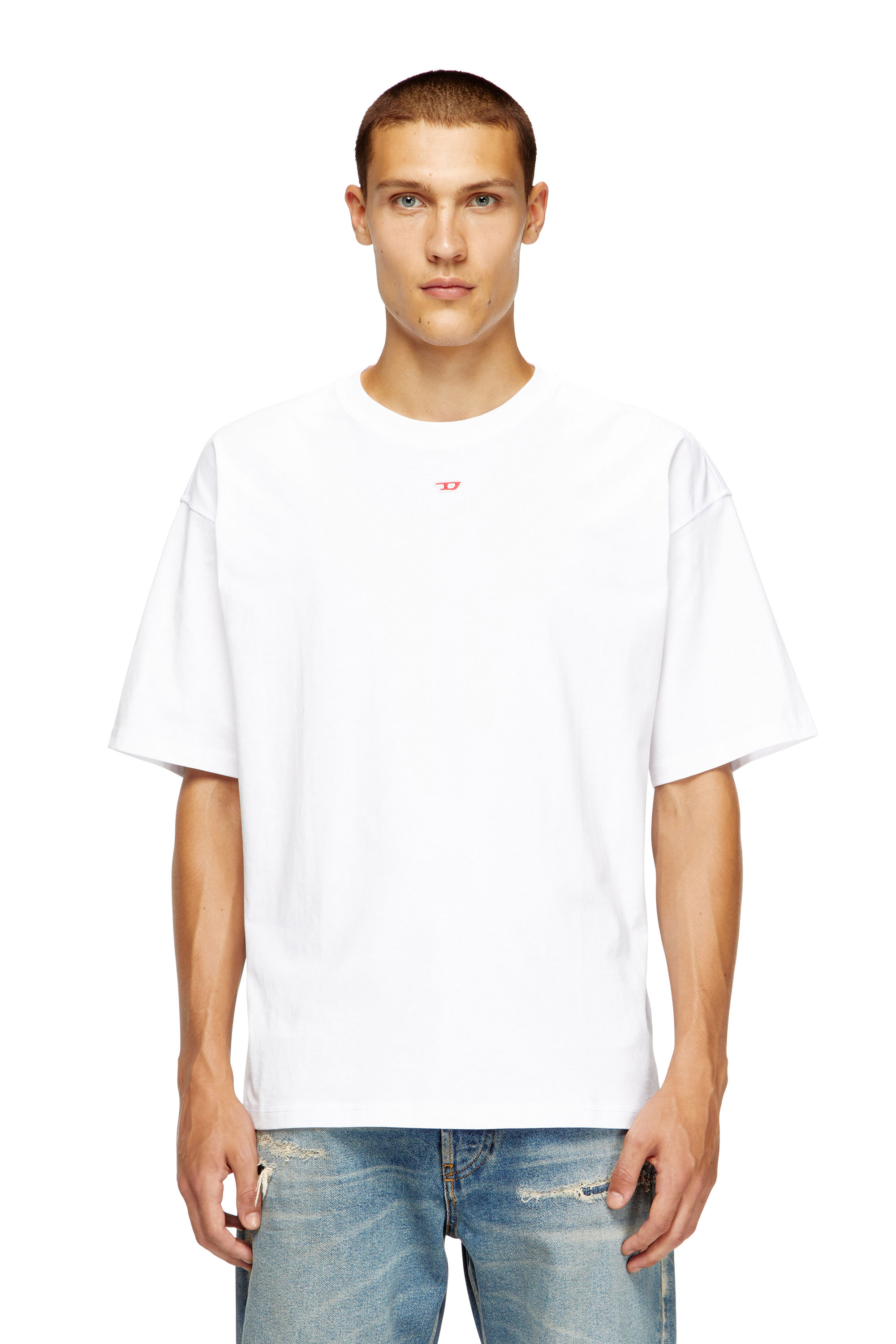 DIESEL　WOMEN'S　T-SHIRT　L　A05033　LOGO　白新品 Women's T-shirt with embroidered D patch | White | Diesel