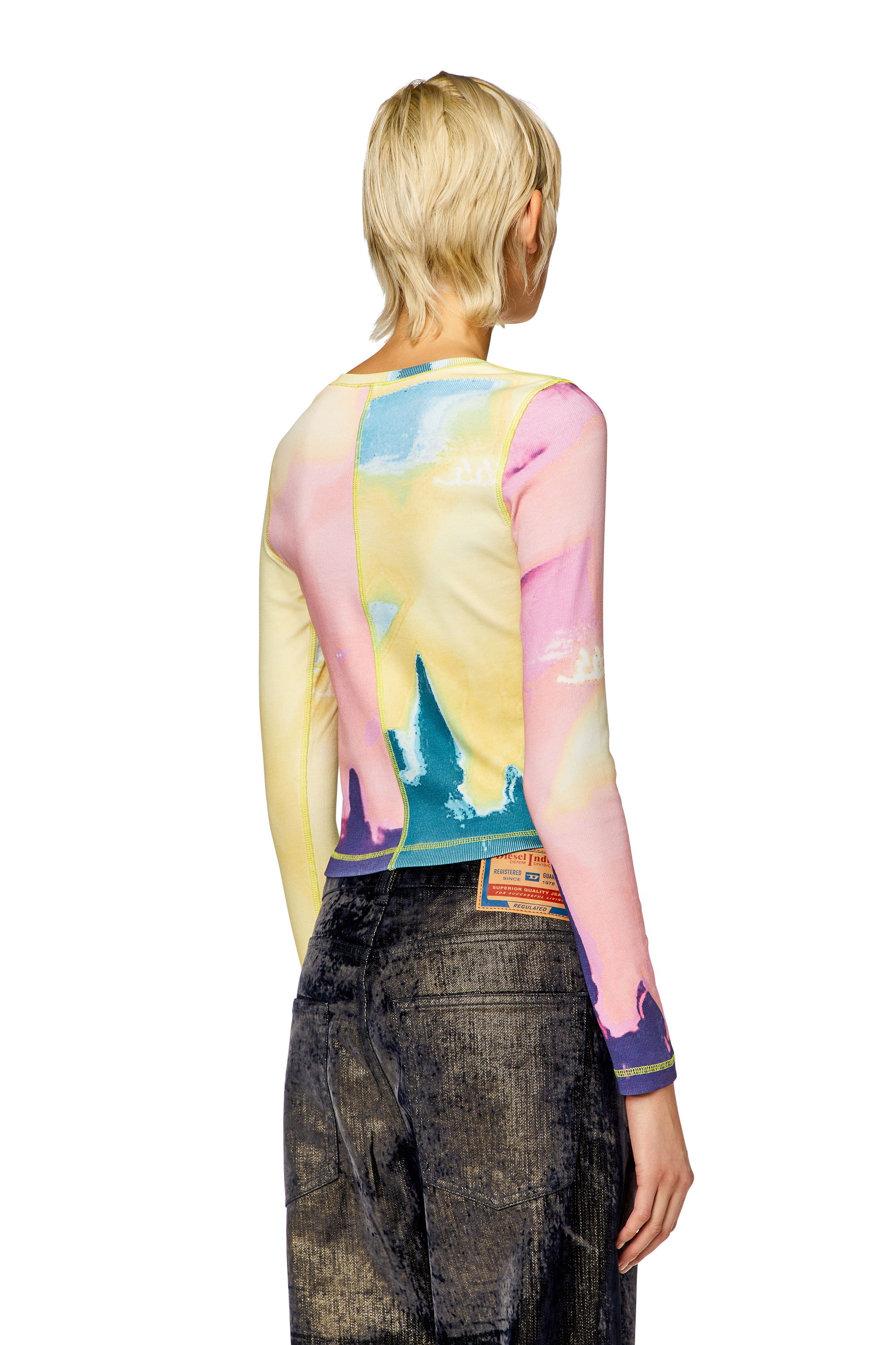 Diesel - T-BANES, Woman Panelled top with multicoloured print in Multicolor - Image 3