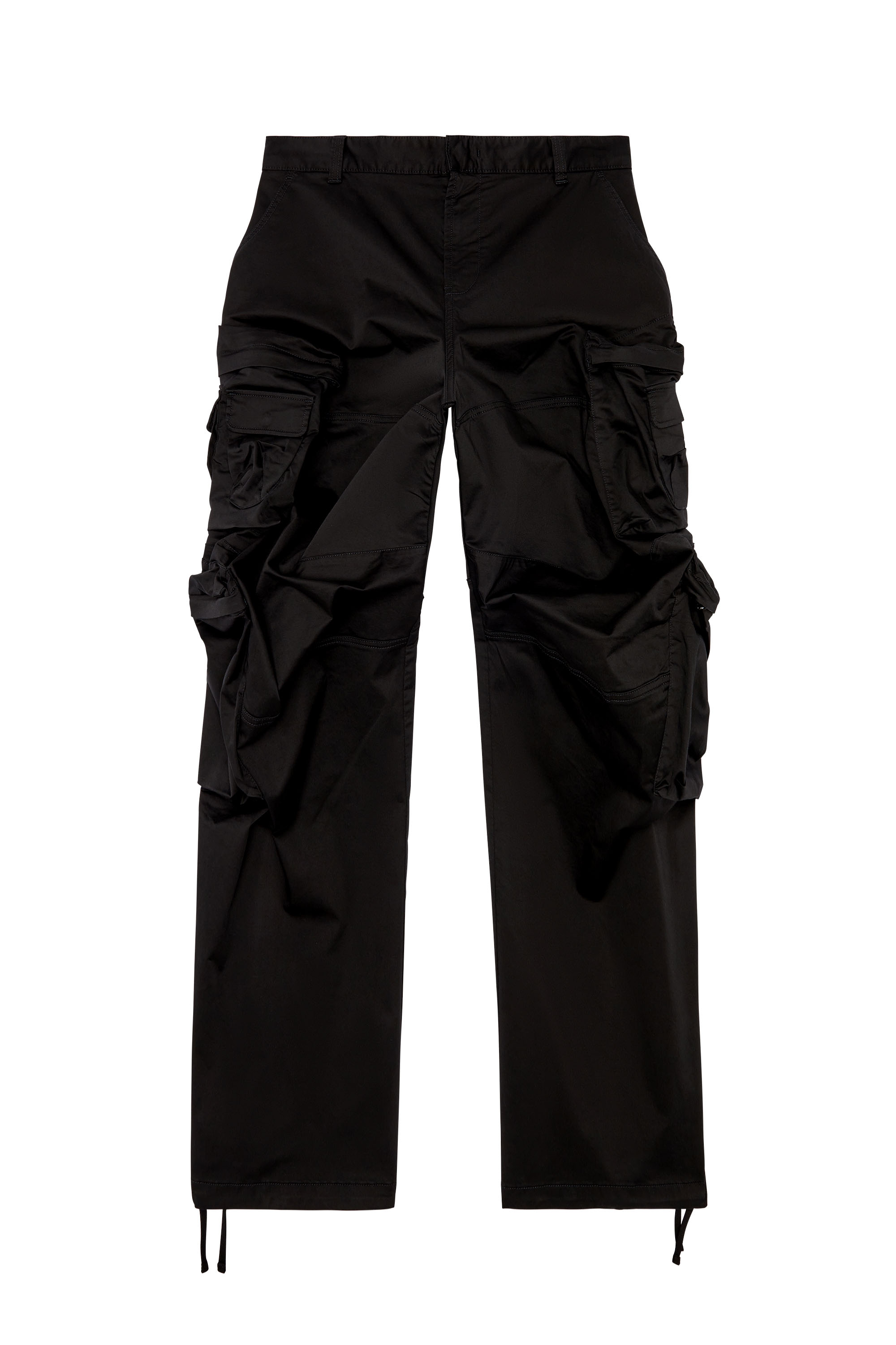 Men's Cargo pants in stretch cotton satin | Black | Diesel