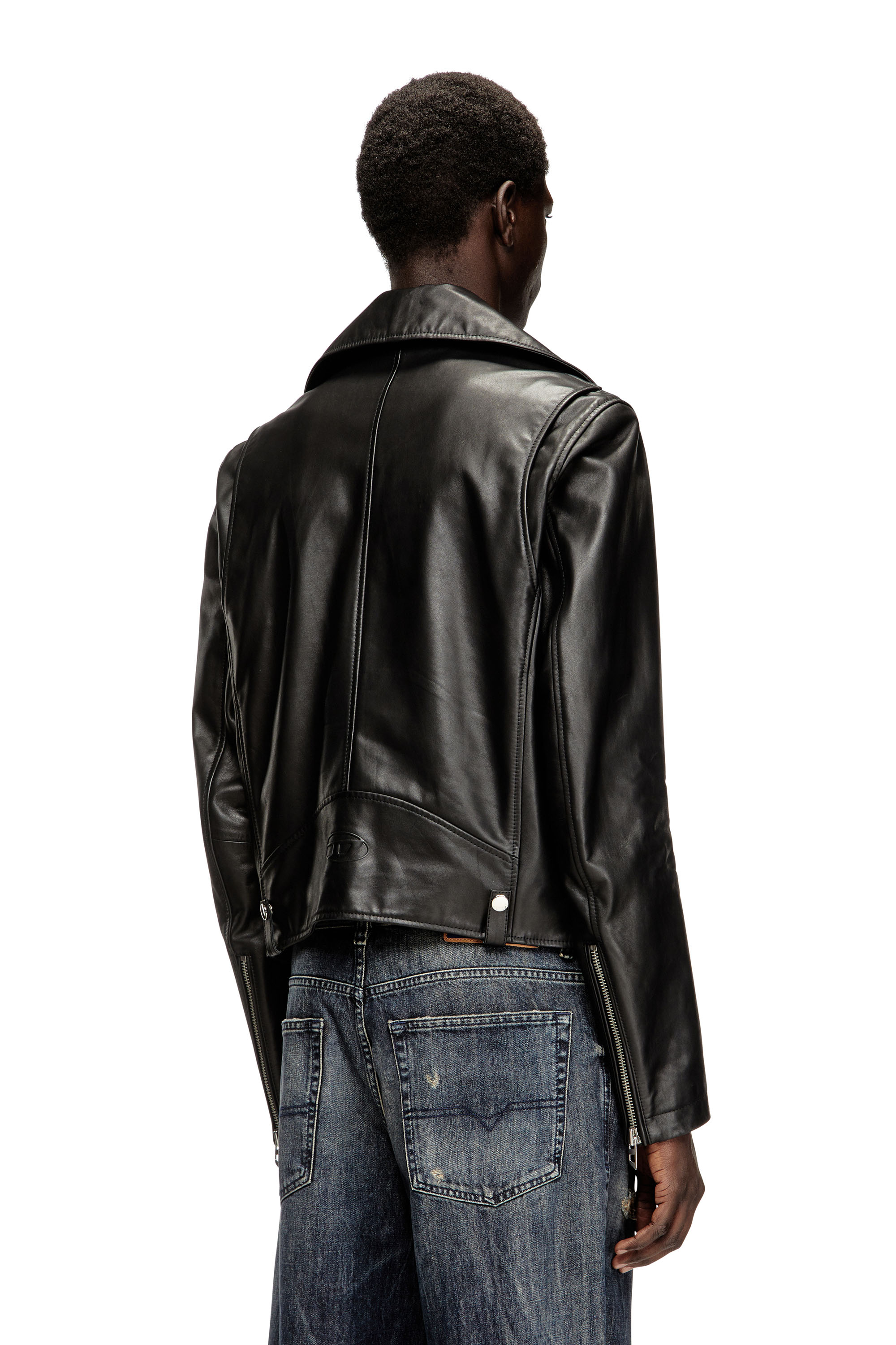 Diesel - L-EO-WRD, Man's Biker jacket in waxed leather in null - 4