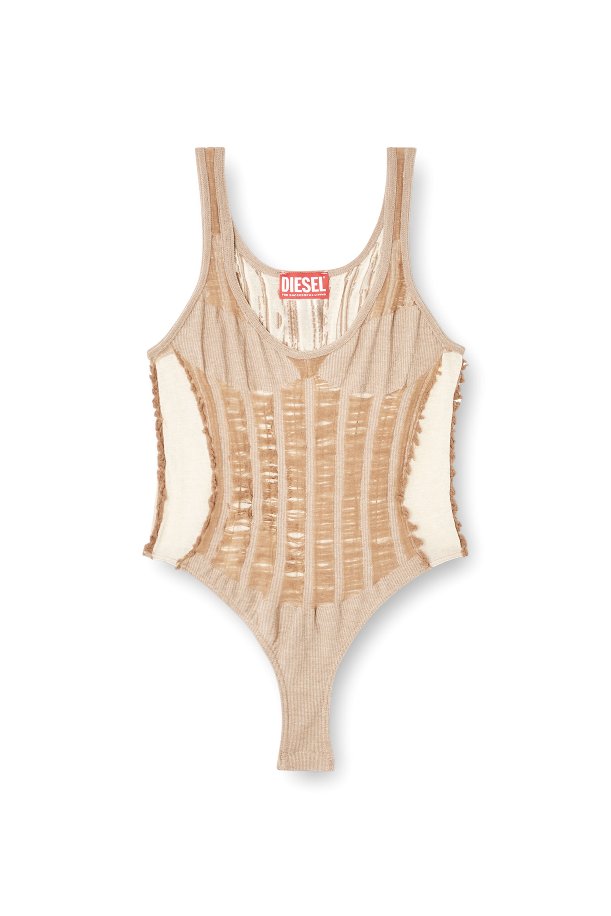 Diesel - M-CALIPSO-BODY, Woman's Seamless bodysuit with lingerie illusion in Beige - 6