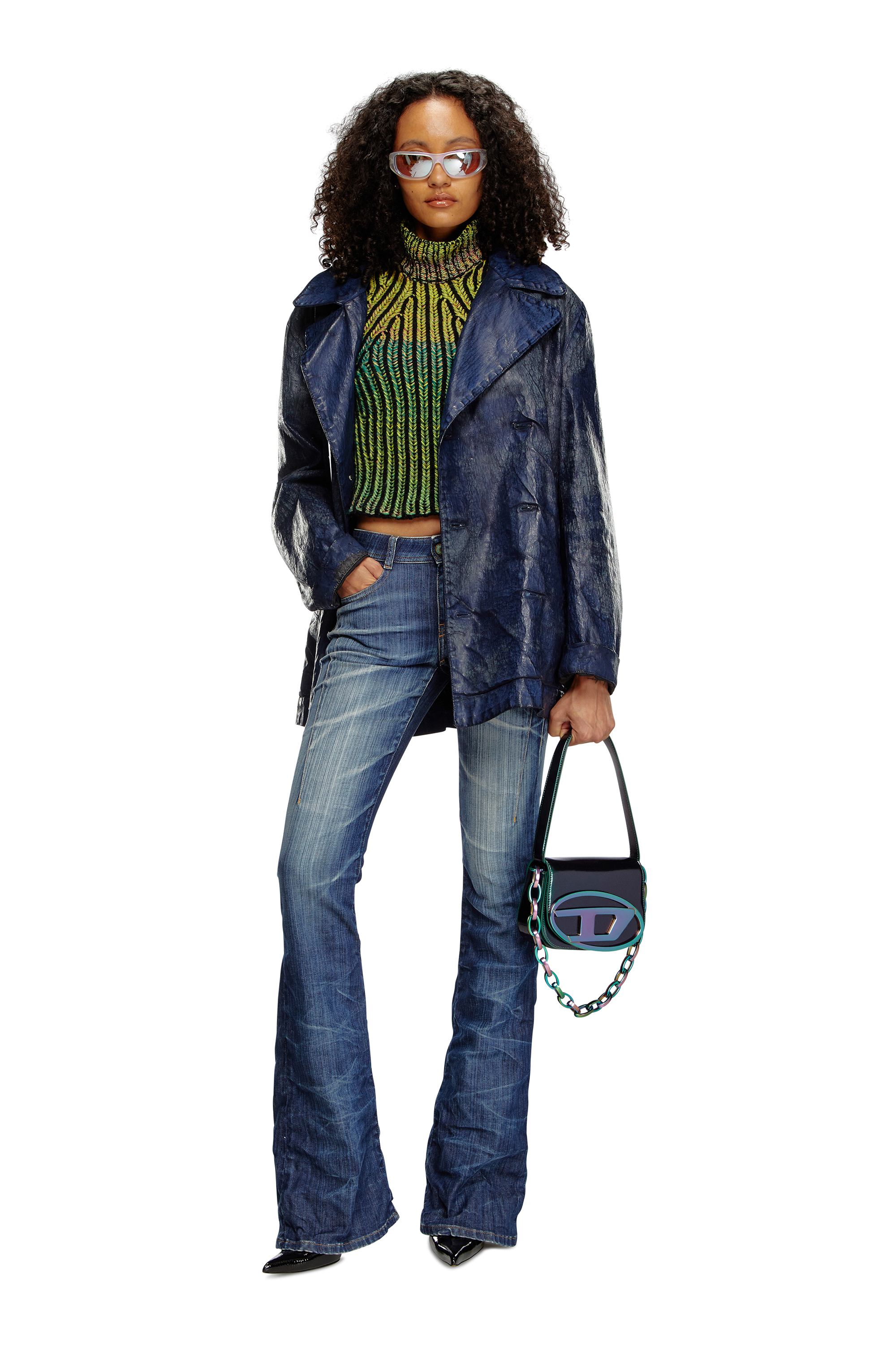 Women's 1DR-Iconic shoulder bag with iridescent effect