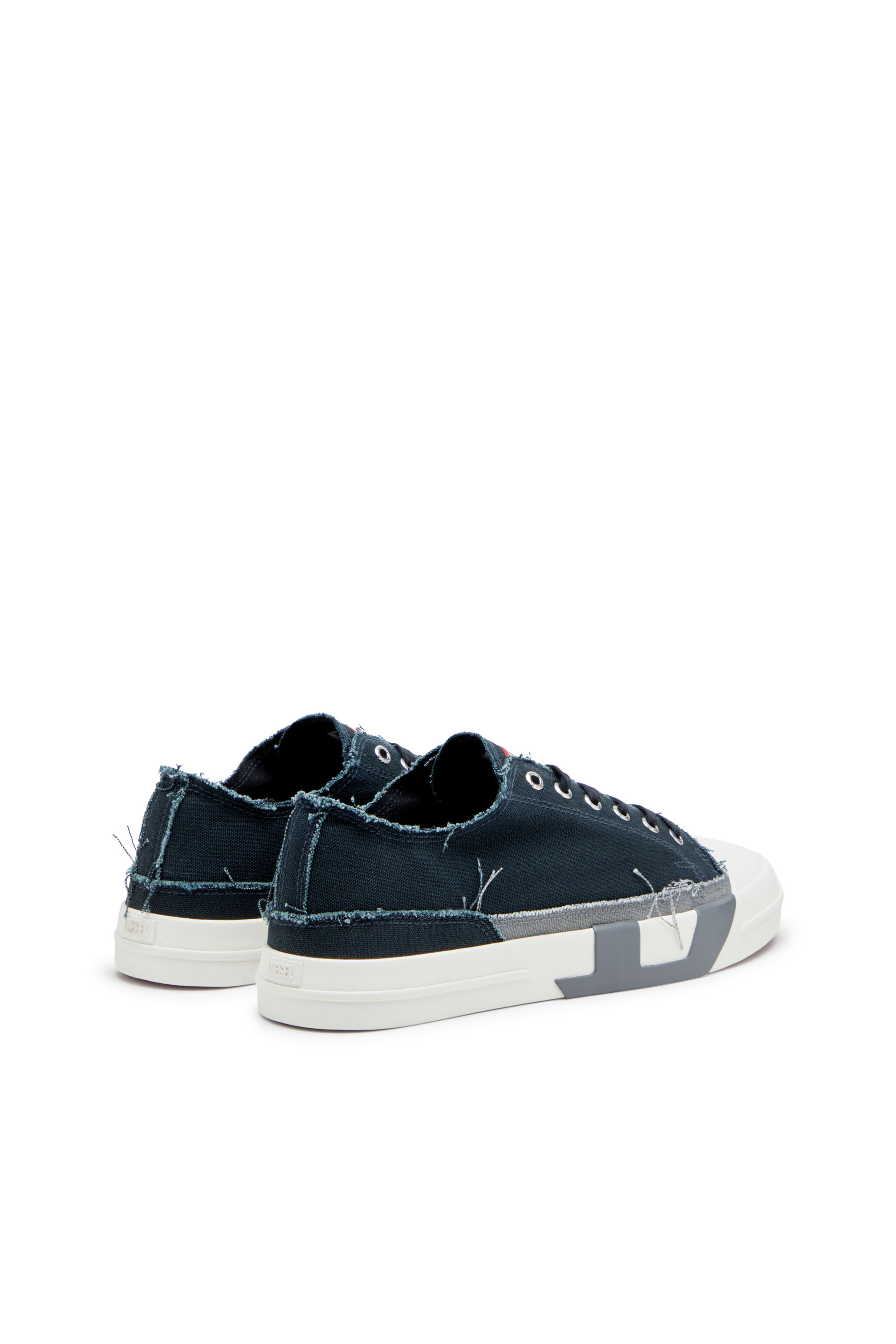 Diesel - S-D-VERSE LOW, Man's S-D-Verse-Sneakers in frayed canvas in Blue/Grey - 4