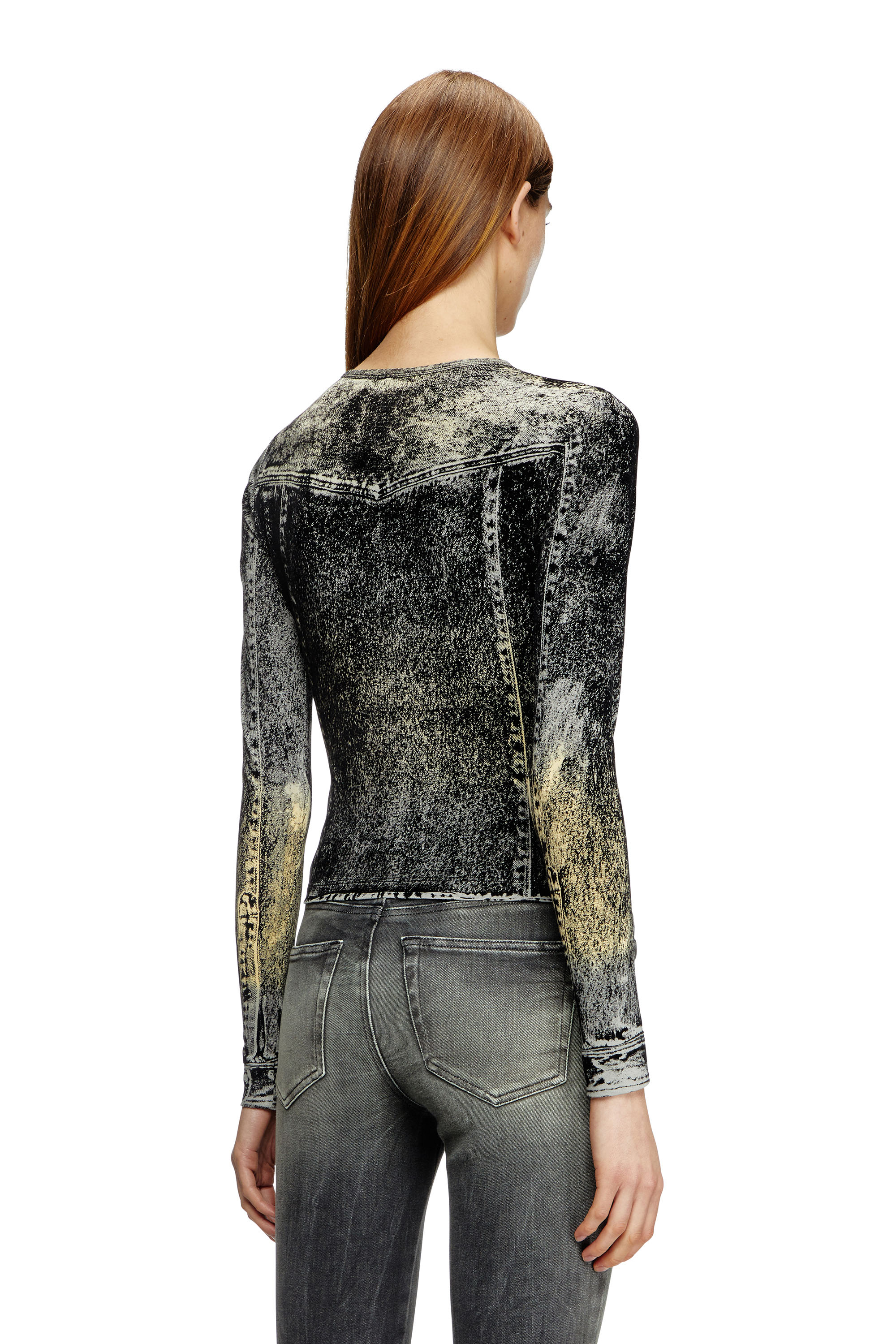 Diesel - T-AXY, Woman's Long sleeve top with jacket print in Dark grey - 3