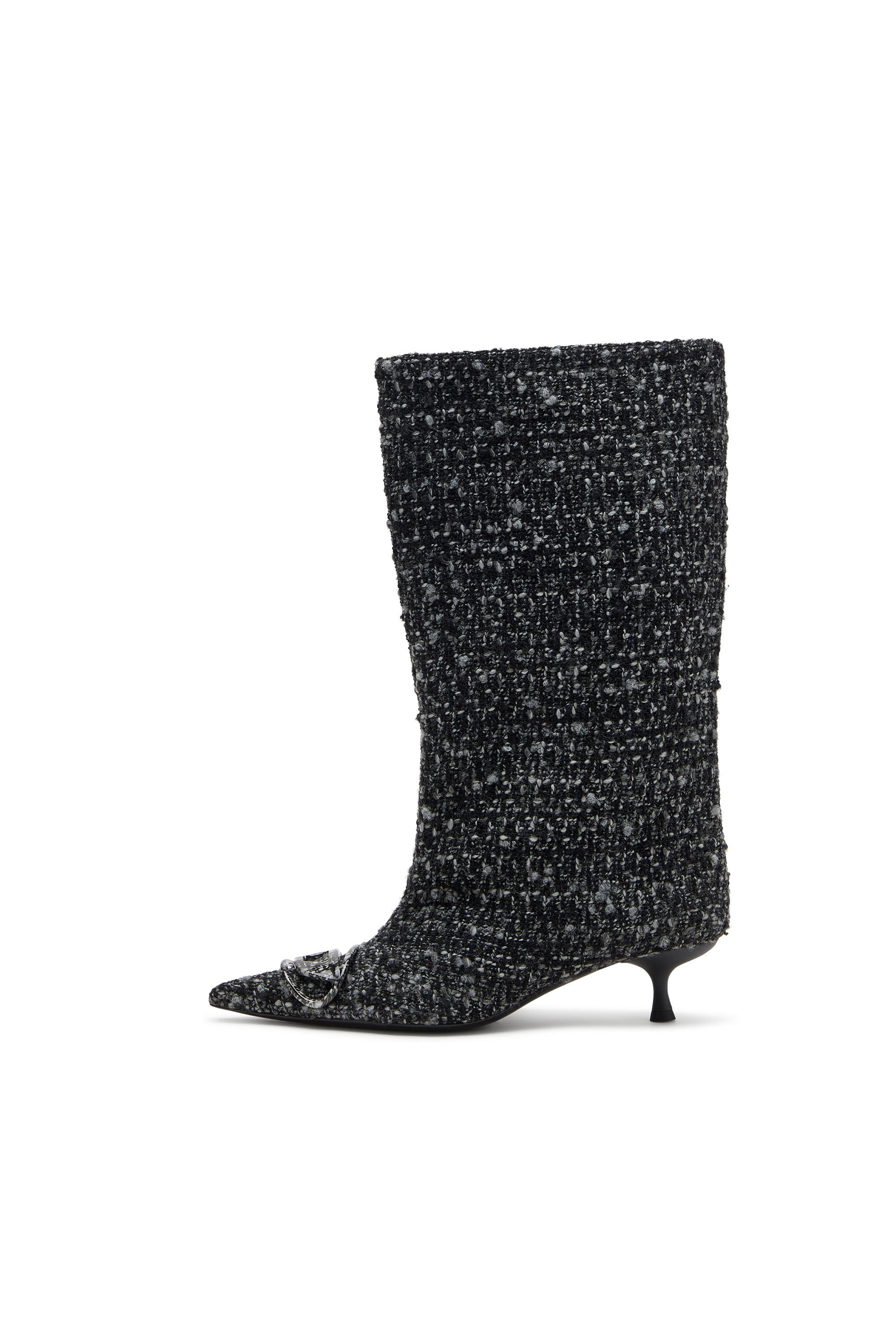 Diesel - D-VENUS 40 KB TUBE, Woman's D-Venus-Bouclé  knee-high boots in Black - 2