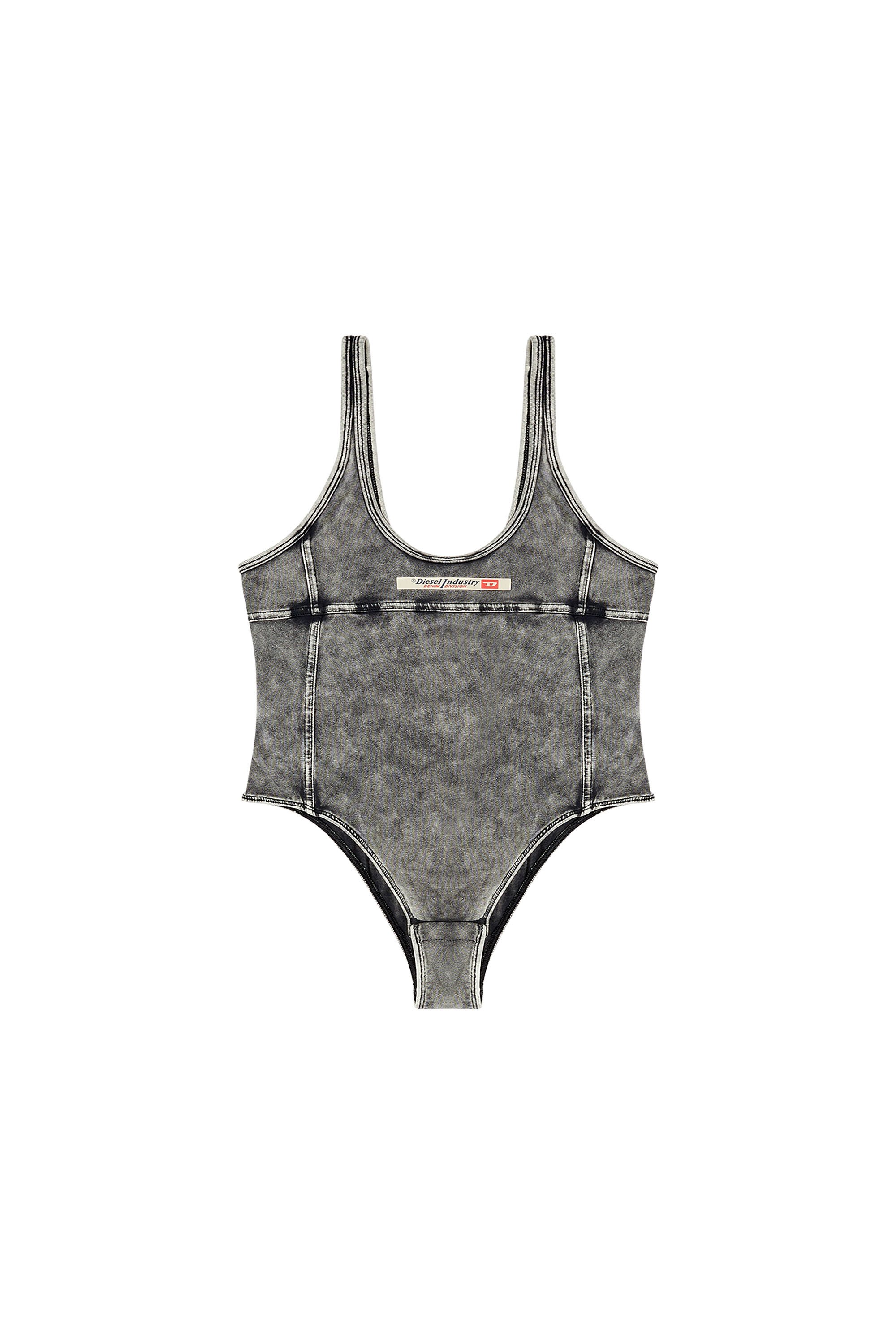 Diesel - PHOEBE-DNM, Woman's Bodysuit in denim-effect jersey in Dark grey - 3