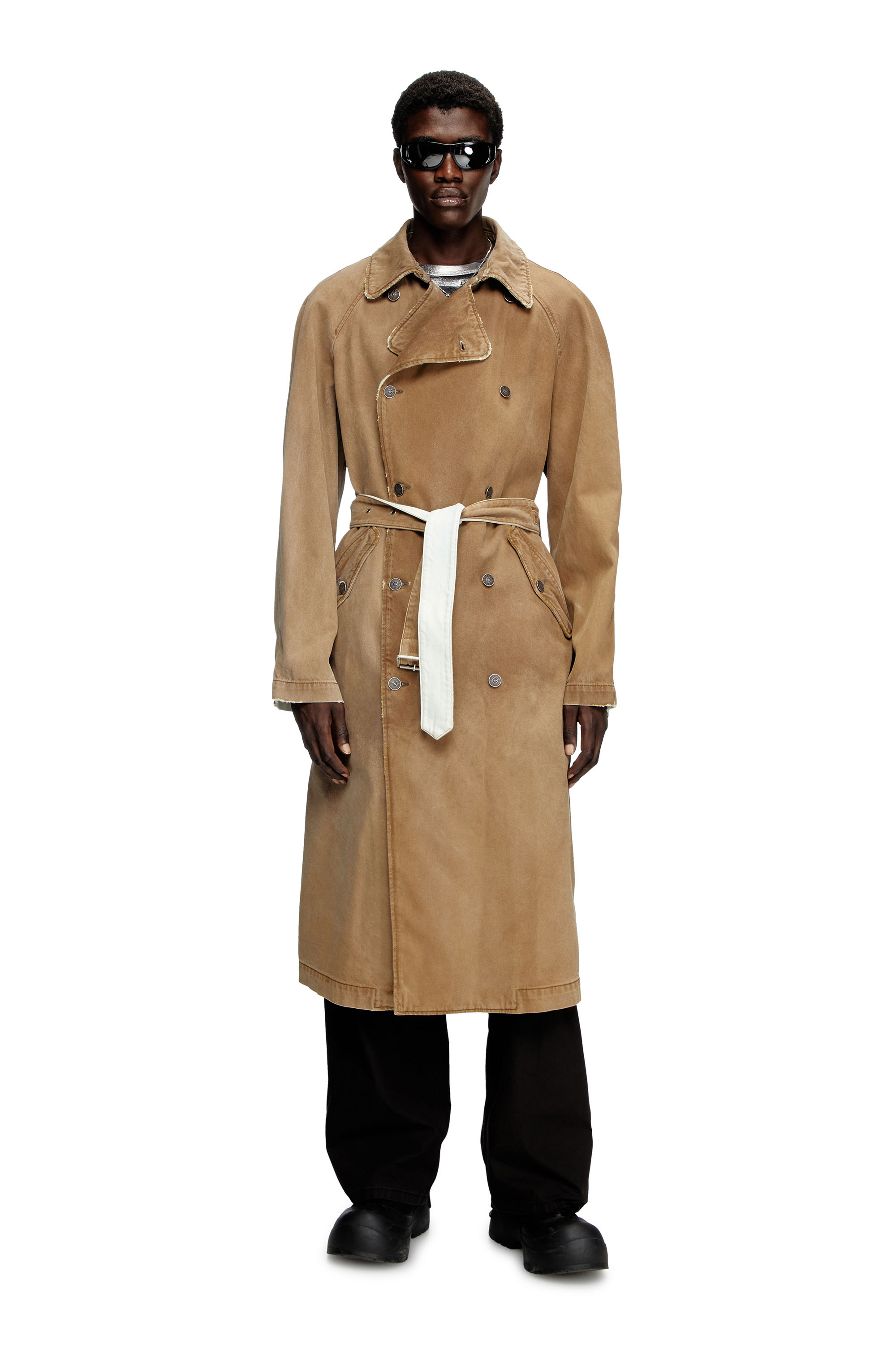 Diesel - D-DELIRIOUS-D, Unisex's Trench coat in overdirt denim in Light Brown - 4