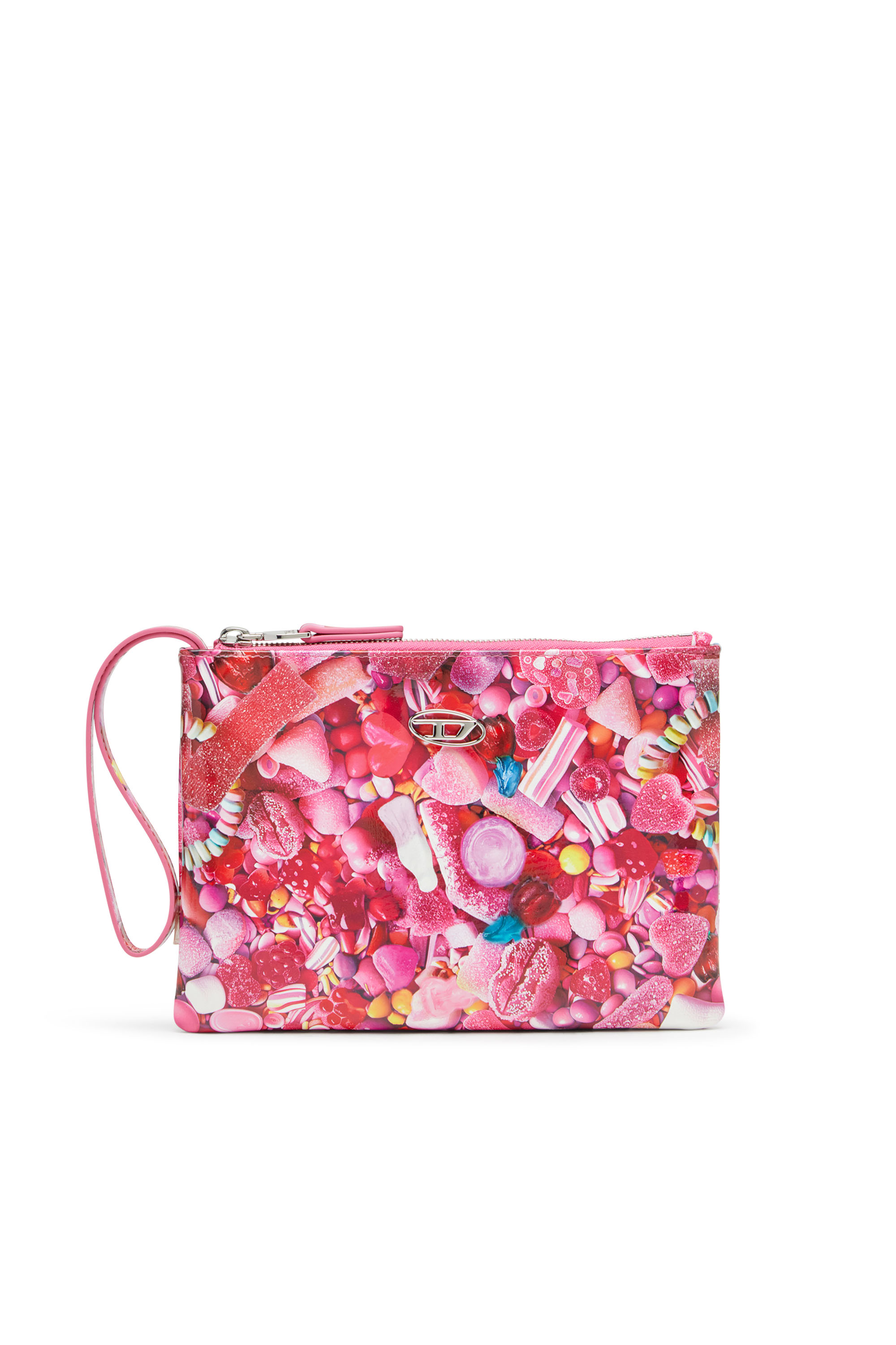 Diesel - PLAY POUCH II, Monedero de poliuretano brillante estampado Mujer in Rosa - 1