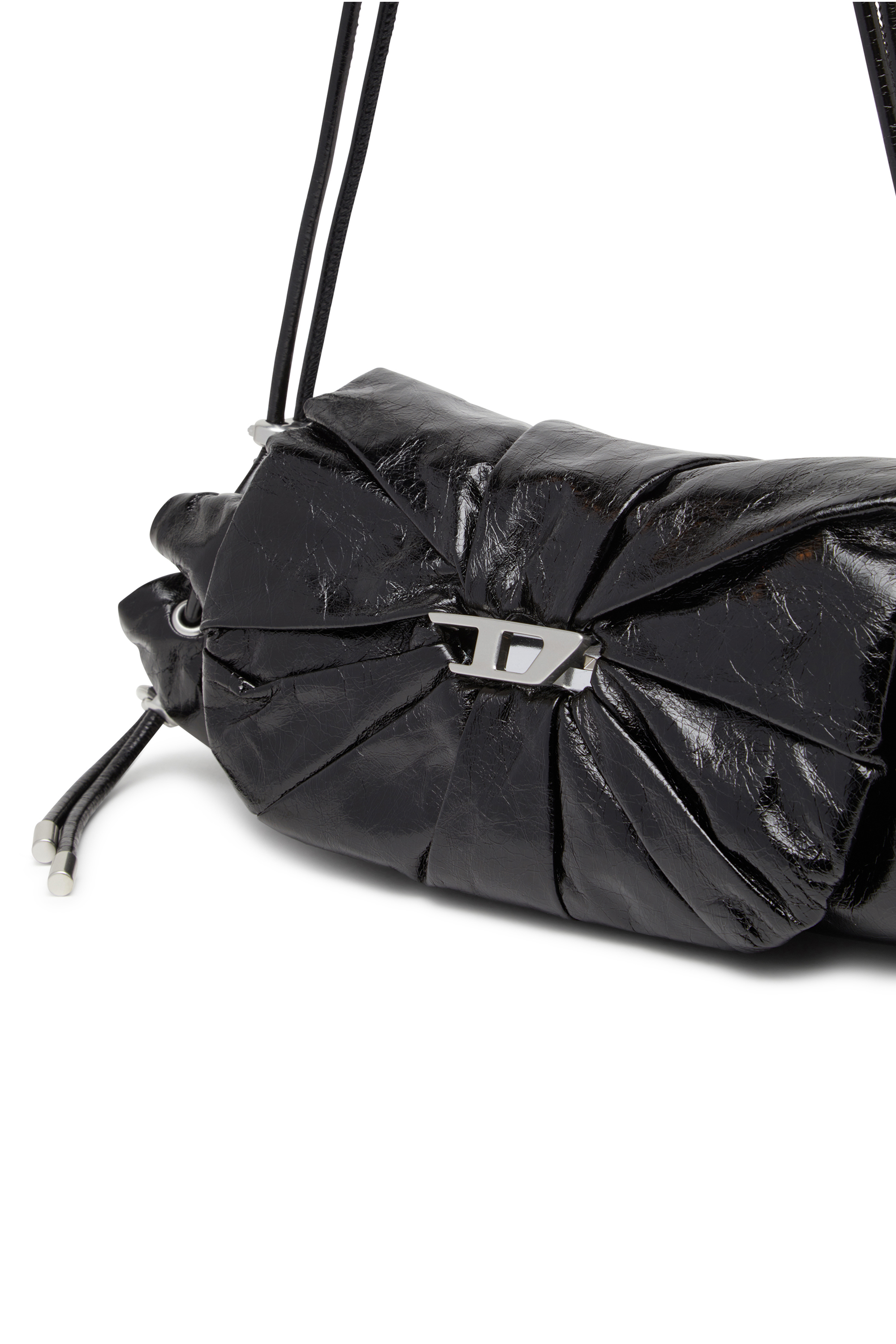 【DIESEL】scrunch-d shoulder m Women's Scrunch-D M-Shoulder bag in shiny leather | Black
