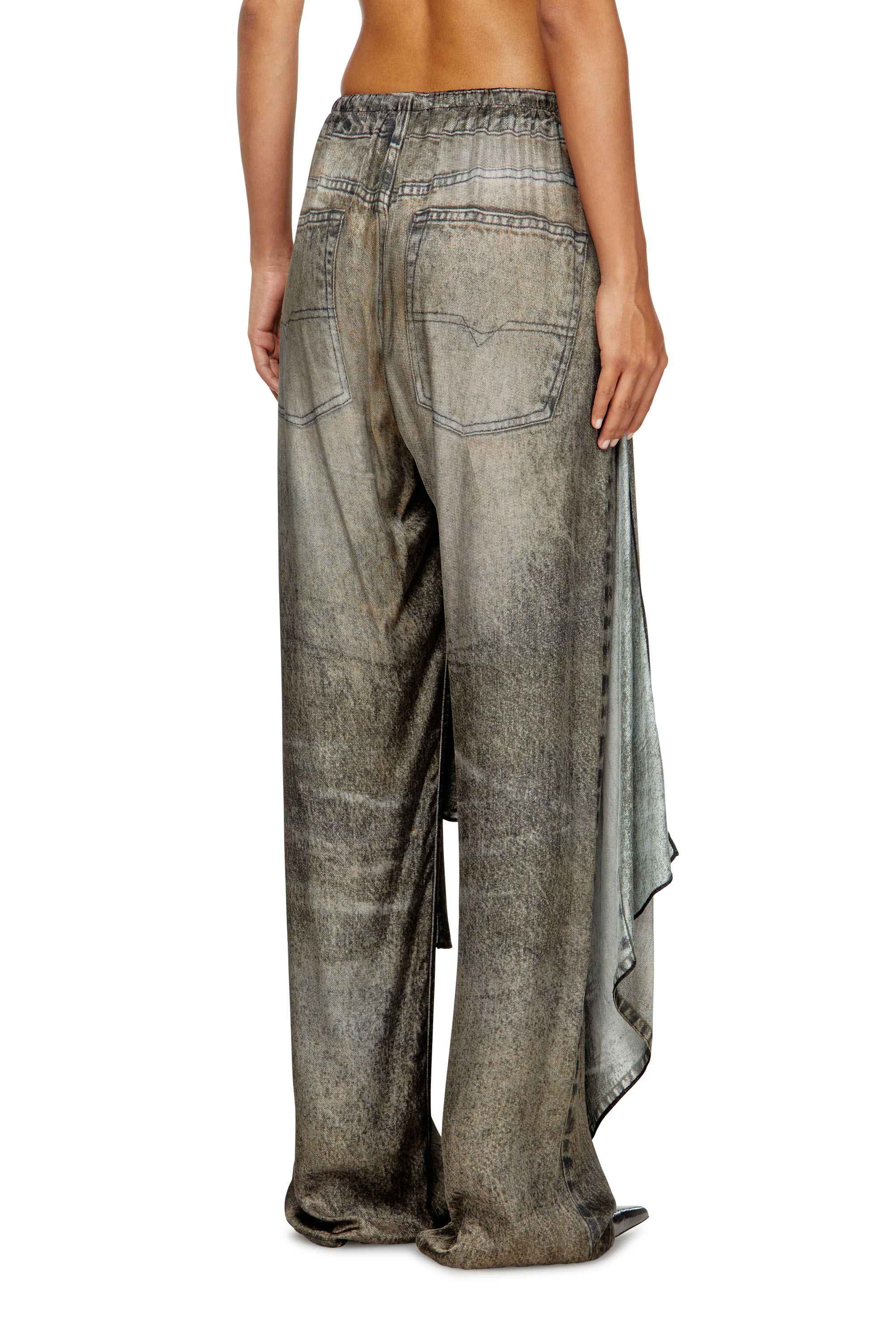 Diesel - P-ALOMA, Woman's Wrap pants in denim-look viscose in Grey - 3