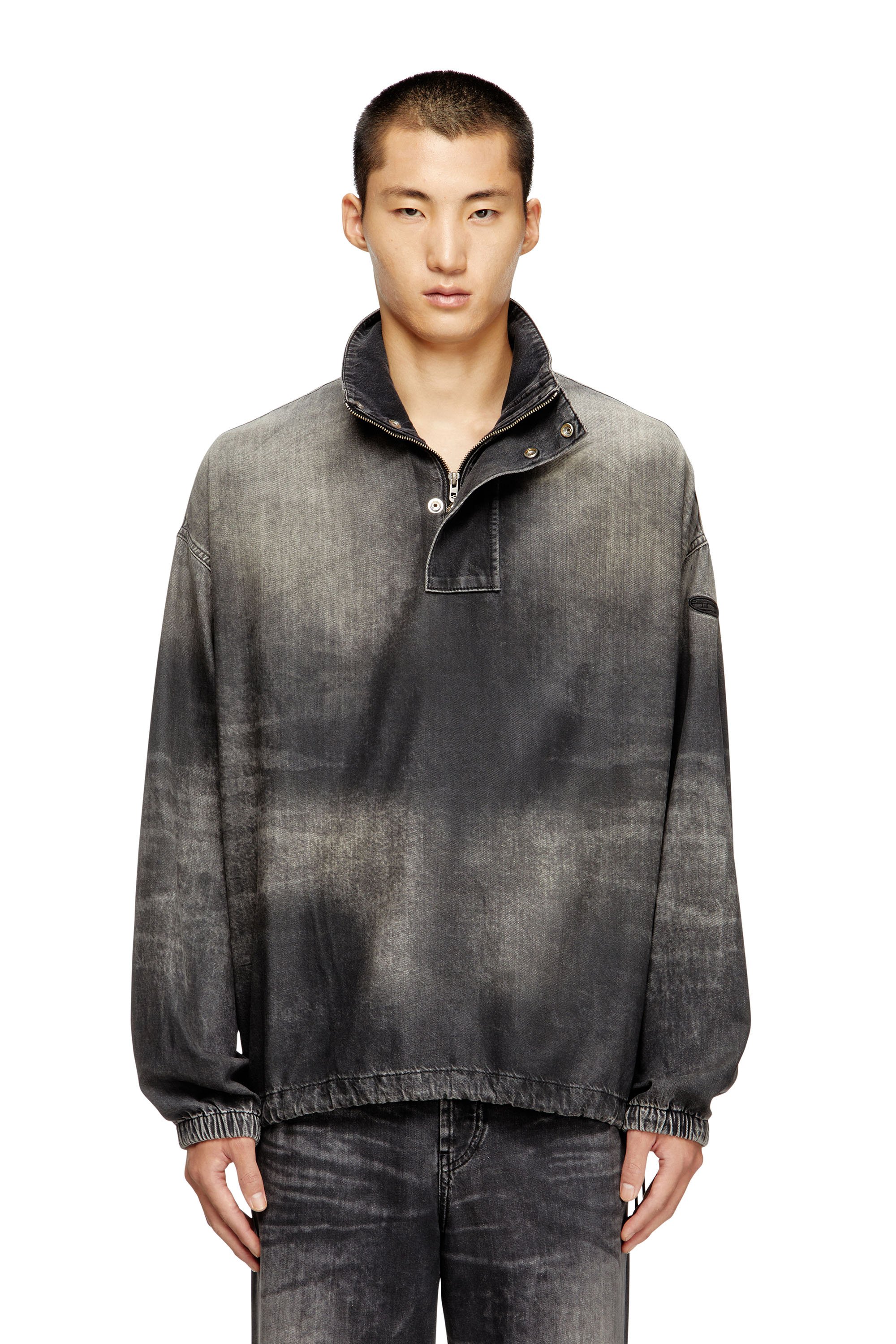Diesel - D-FLOW-S3, Unisex's Denim top with mock neck in Black - 1