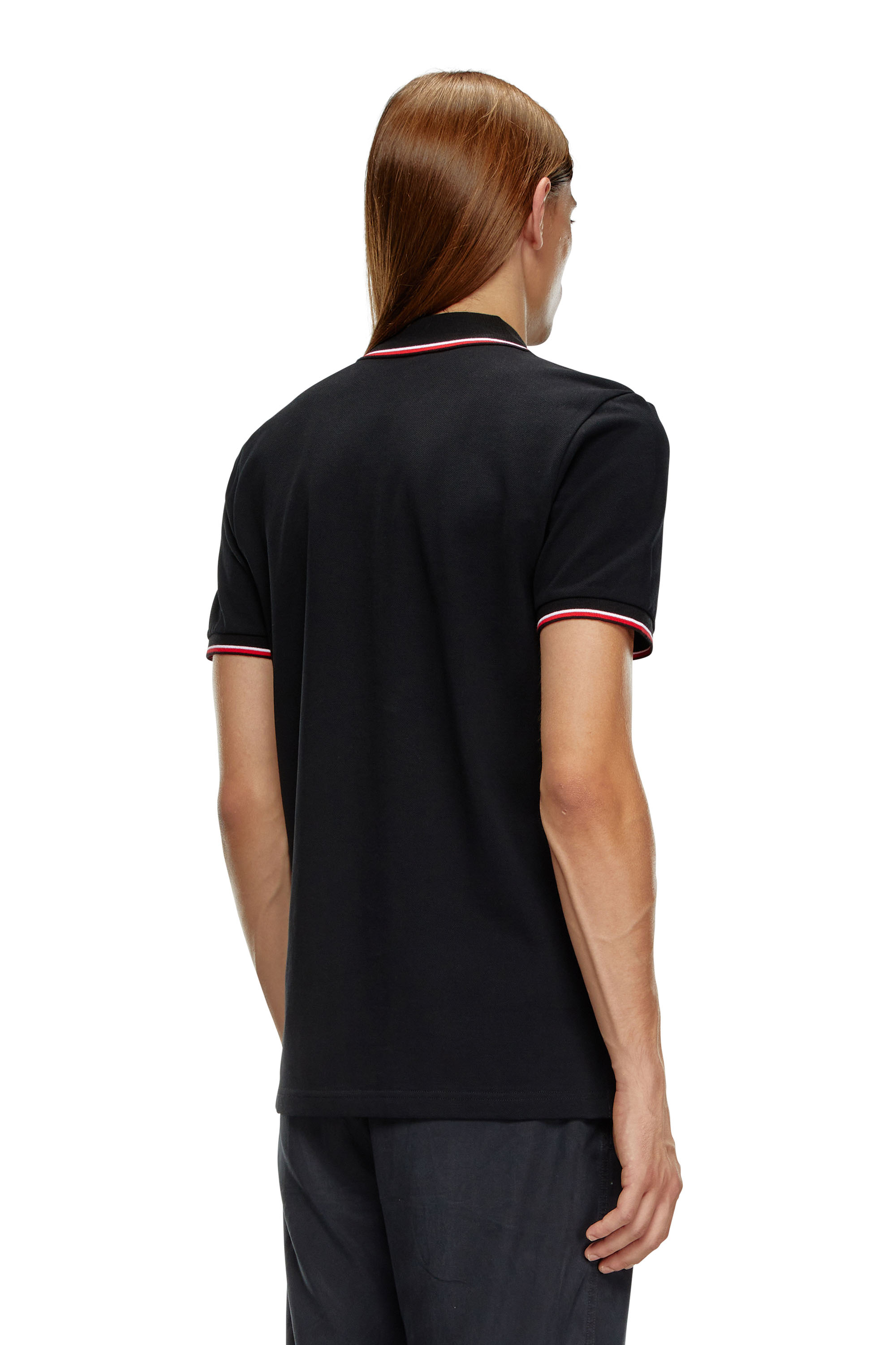 Diesel - T-SMITH-D, Man Polo shirt with striped trims in Black - Image 3