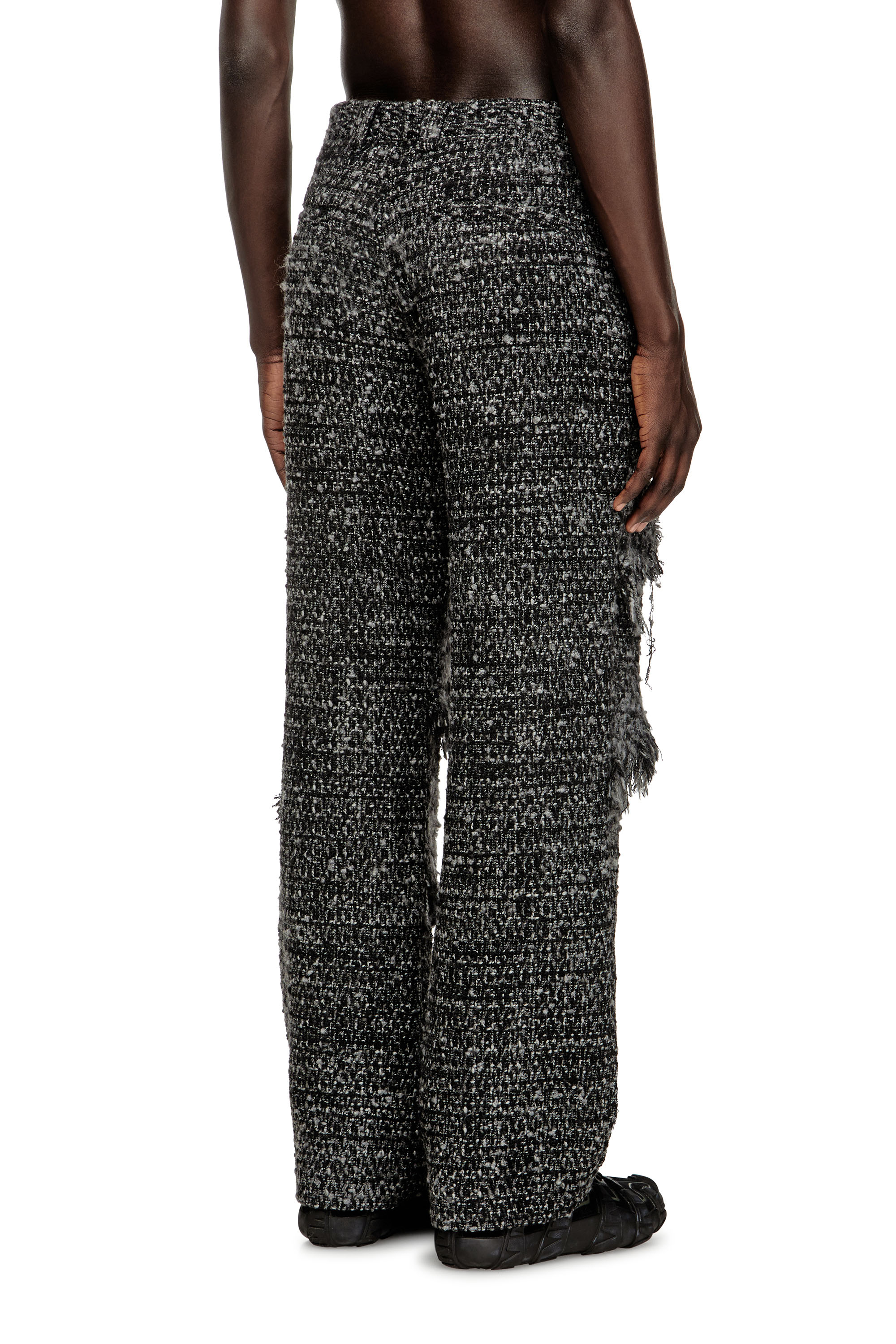 Diesel - P-ABERDEEN-NEW, Man's Layered pants in destroyed bouclé in Black - 4
