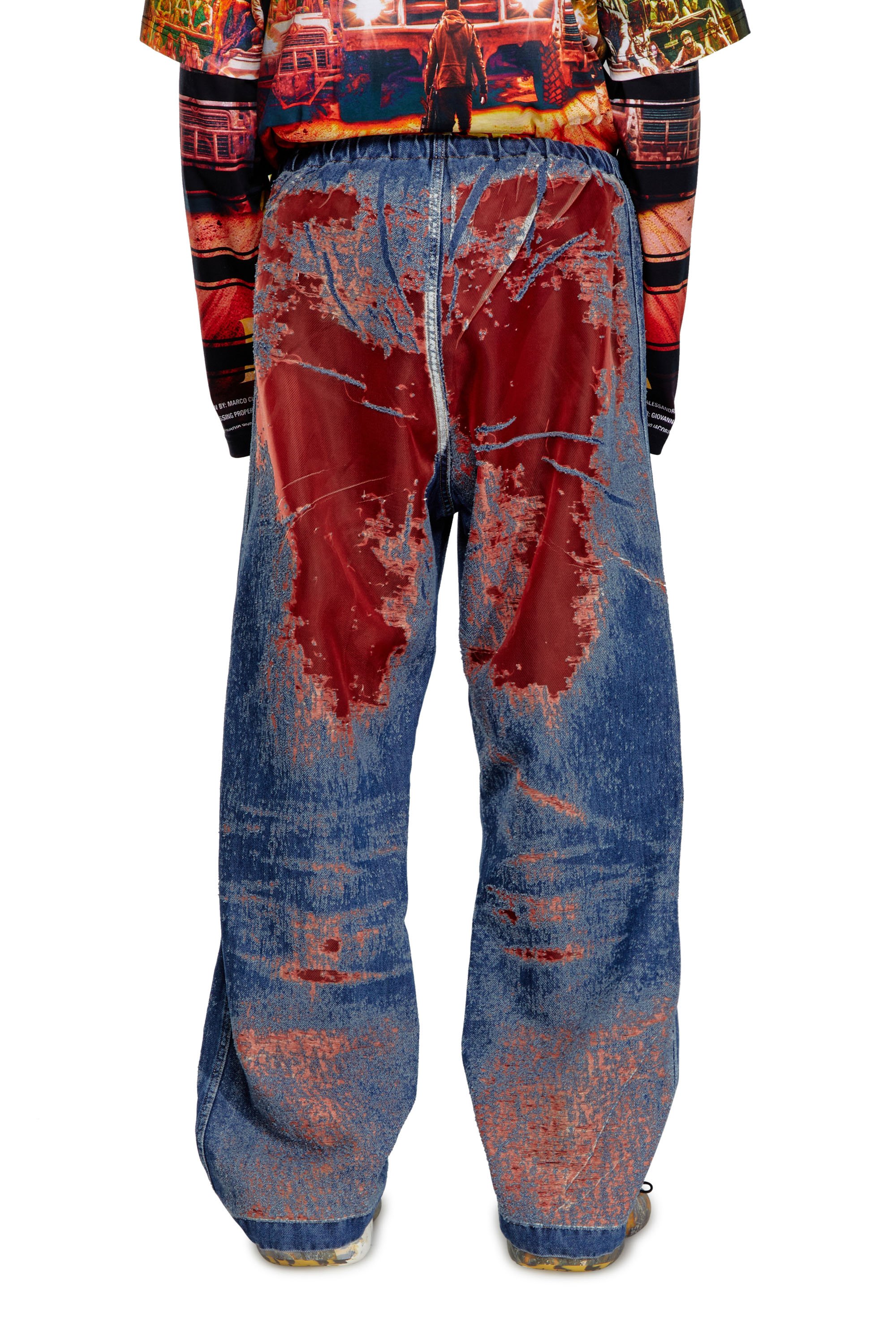 Diesel - Man Straight Jeans D-Martial 068MI, Blue/Red - Image 4