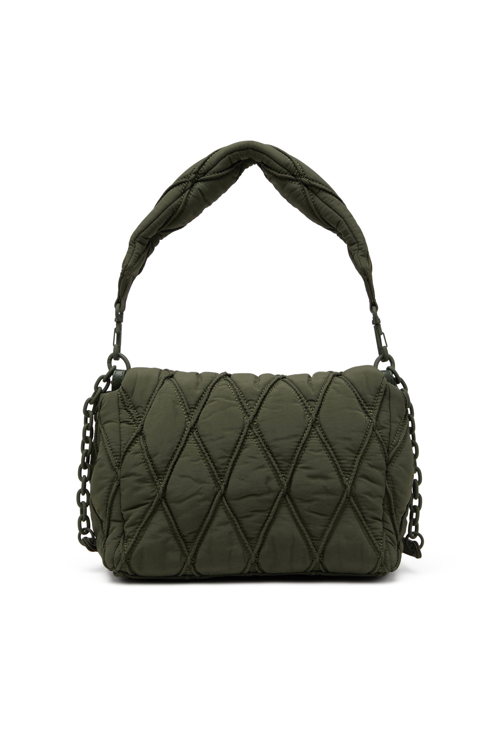 Diesel - CHARM-D SHOULDER M, Woman's Charm-D M-Shoulder bag in quilted nylon in Dark Green - 2