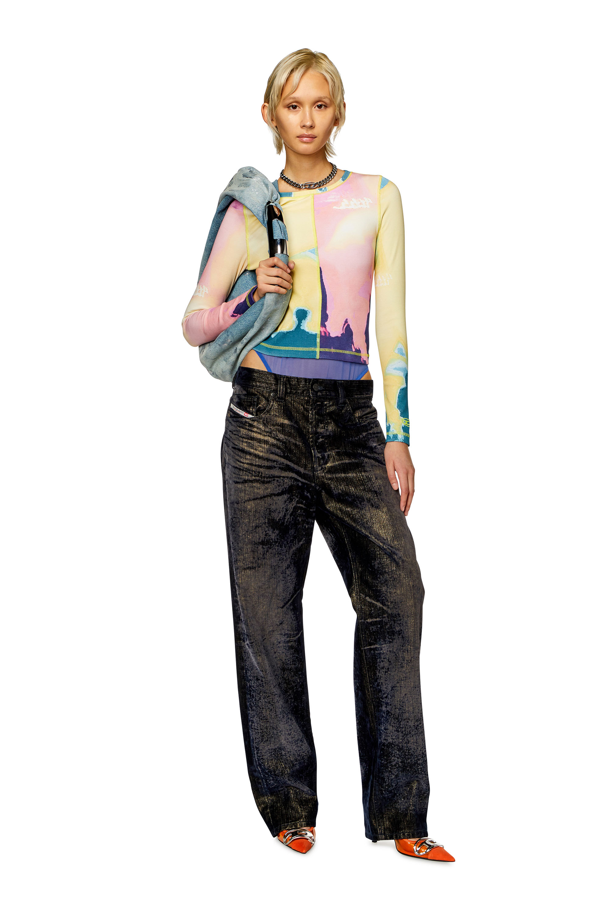 Diesel - T-BANES, Woman Panelled top with multicoloured print in Multicolor - Image 2