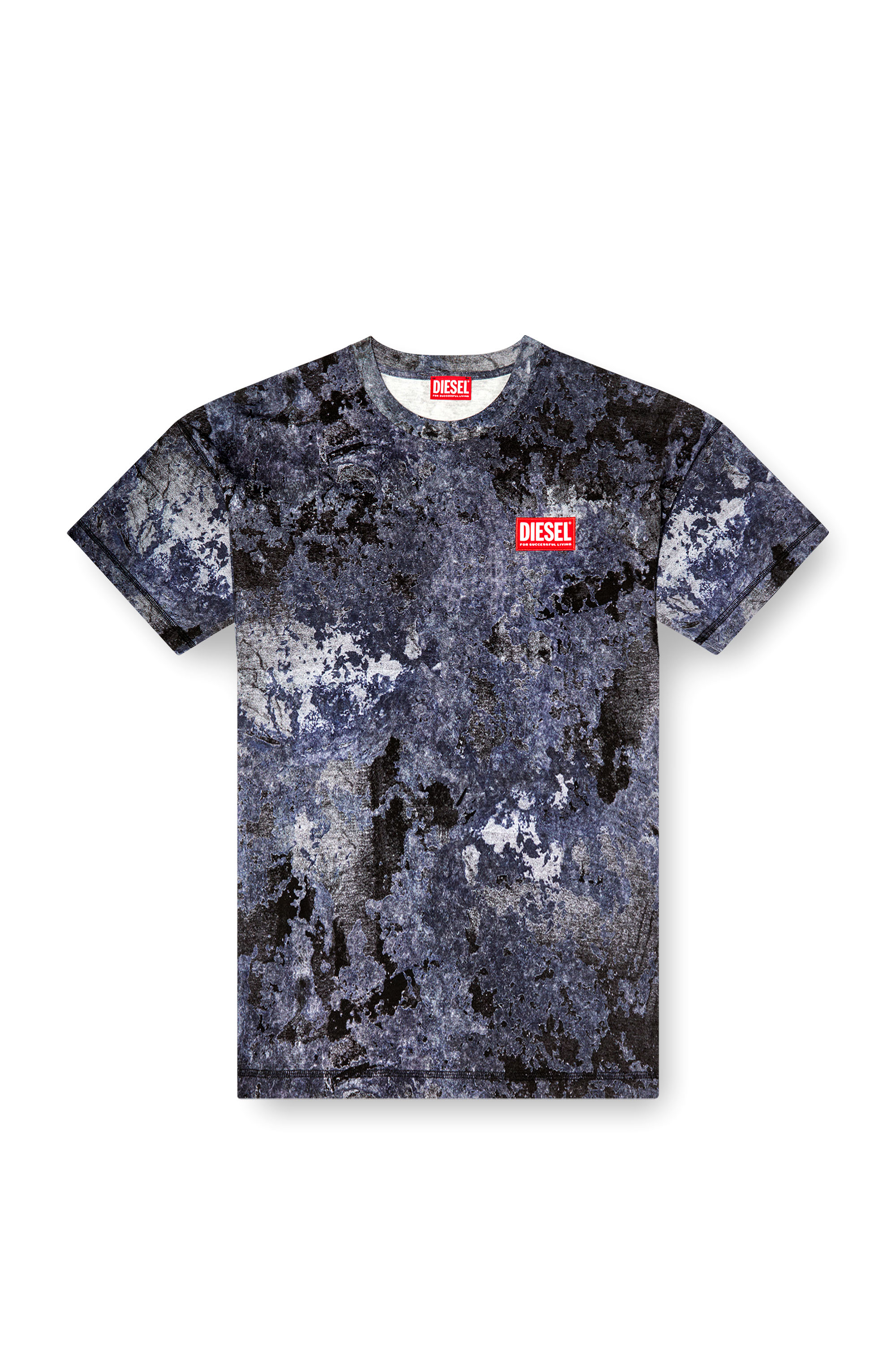 Diesel - T-BOXT-R12, Man's Marble-effect burnout T-shirt in Blue - 4