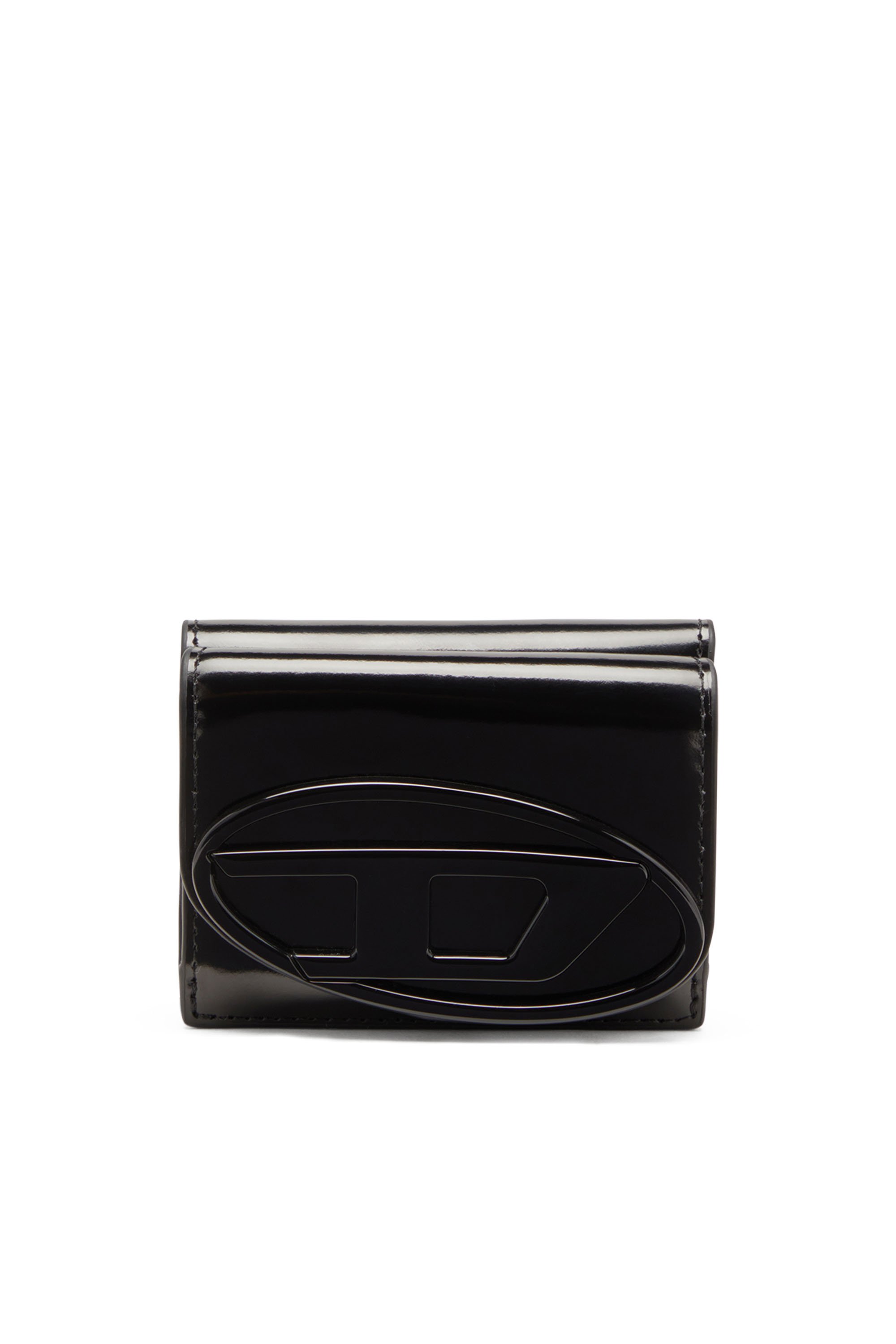 Diesel - 1DR TRI FOLD COIN XS II, Woman's Tri-fold wallet in mirrored leather in Black - 1