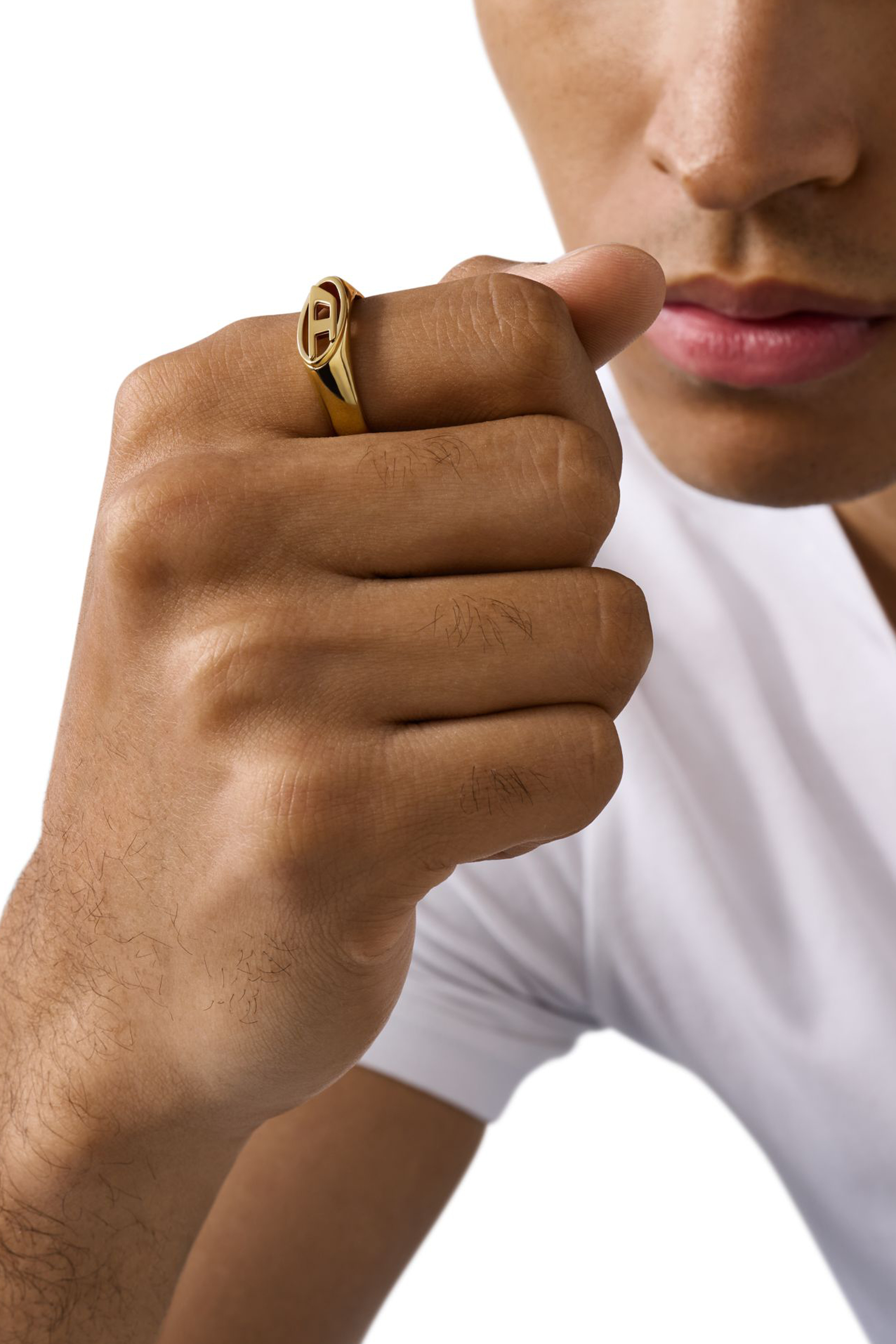 Diesel - DX1588710 JEWEL, Anillo de sello de acero inoxidable en tono dorado Unisex in Dorado - 3