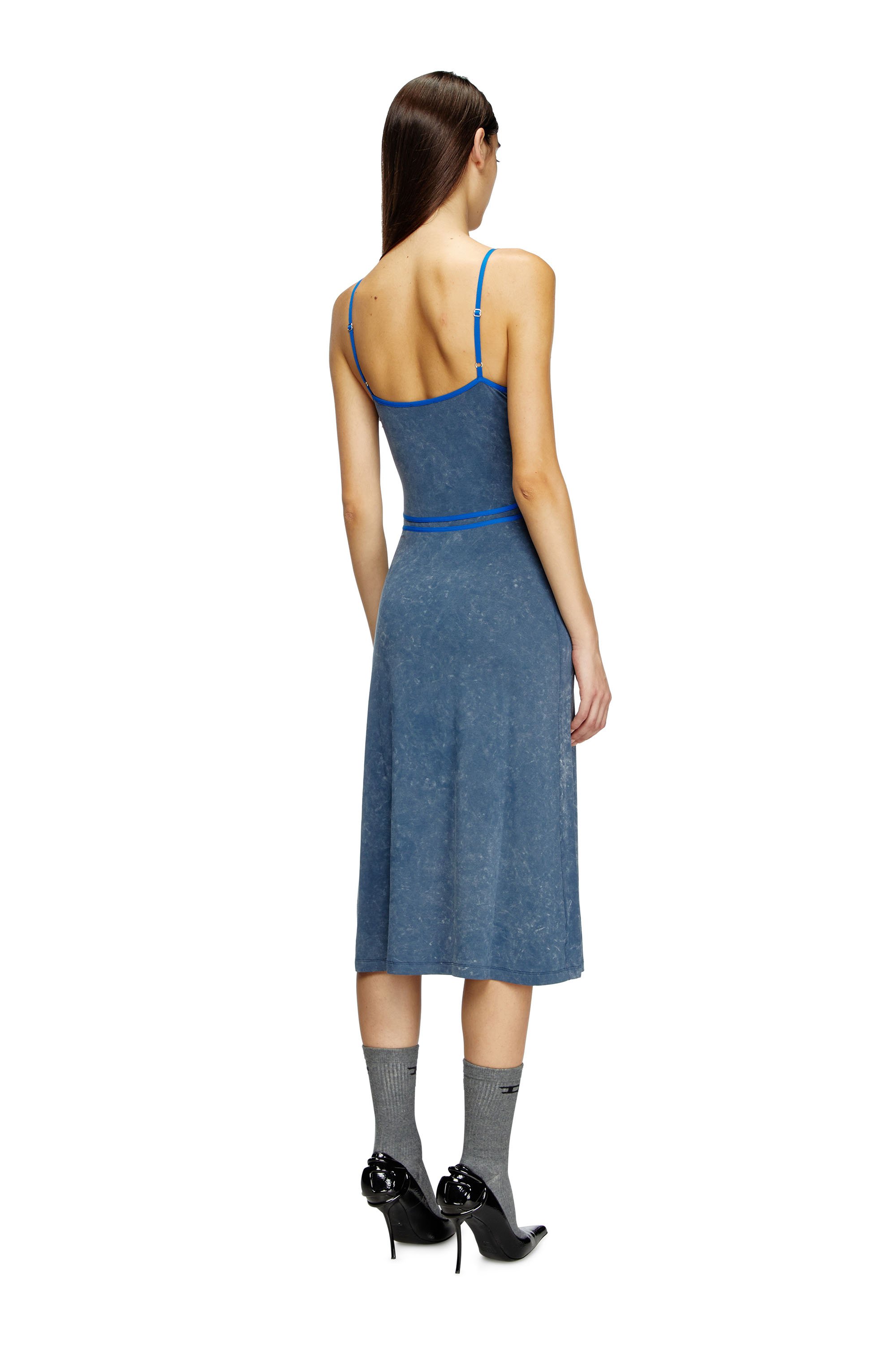 Diesel - D-WOW, Vestido de tirantes con detalle de ropa interior Mujer in Azul marino - 3