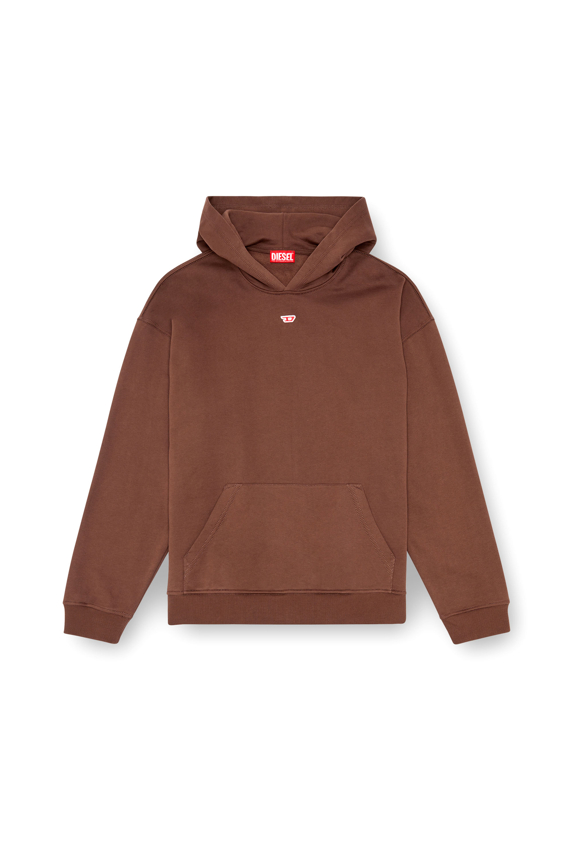 Diesel - S-BOXT-HOOD-D, Man Hoodie with D logo patch in Brown - Image 4