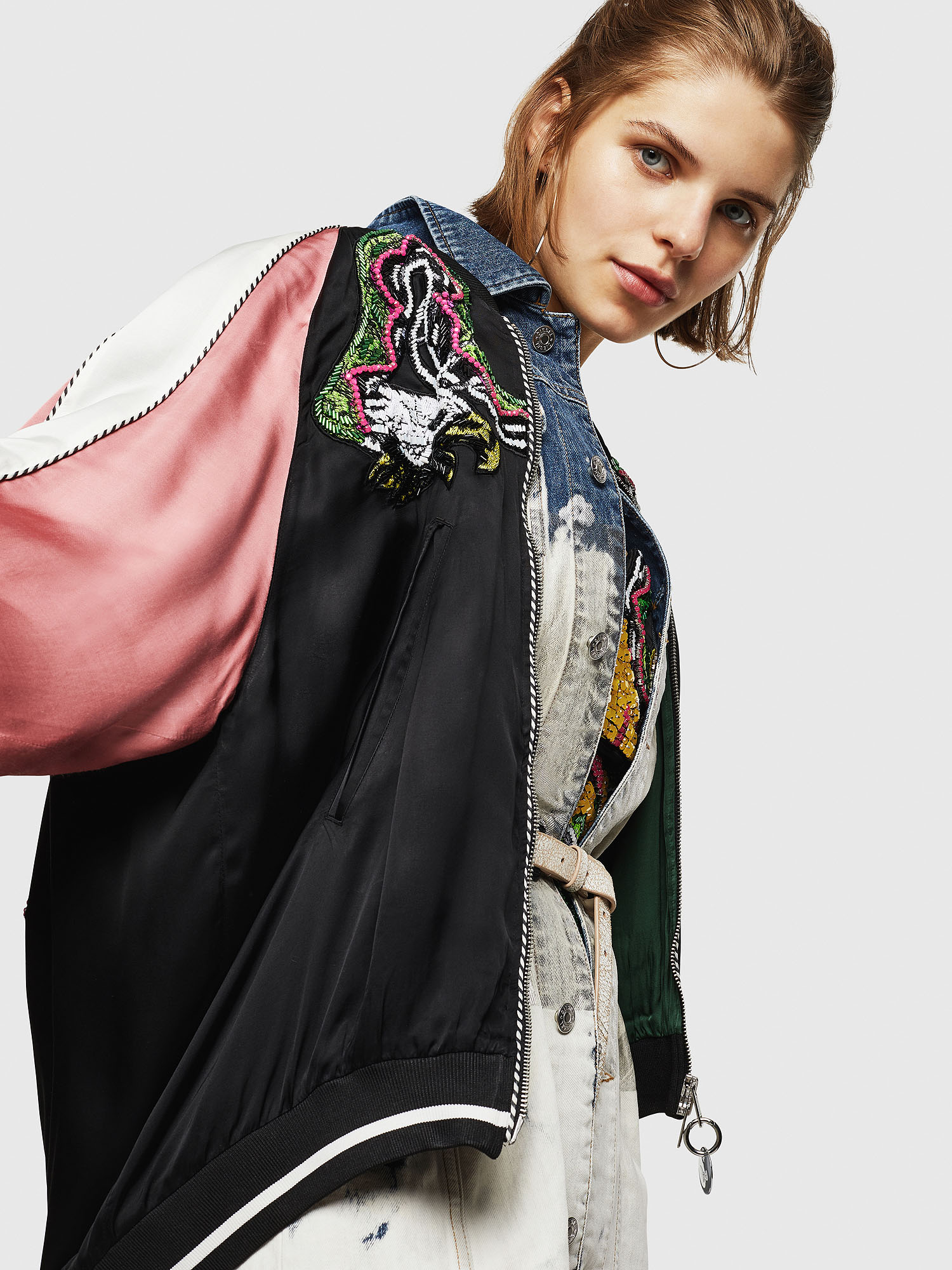 G-IOIO Women: Embellished bomber jacket in satin | Diesel