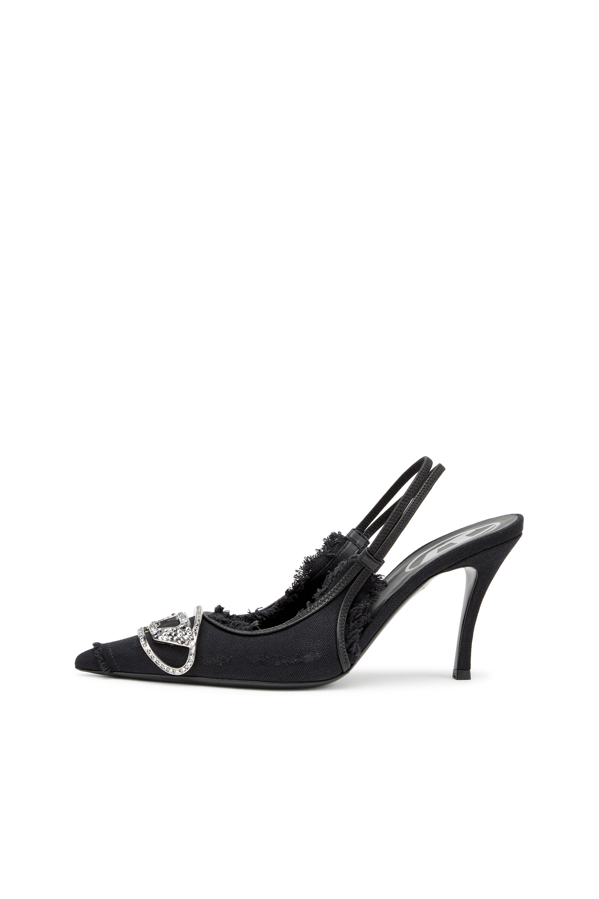 Diesel - D-VENUS SB, Mujer D-Venus-Zapatos de salón sin talón en lona desgastada in Negro - Image 6