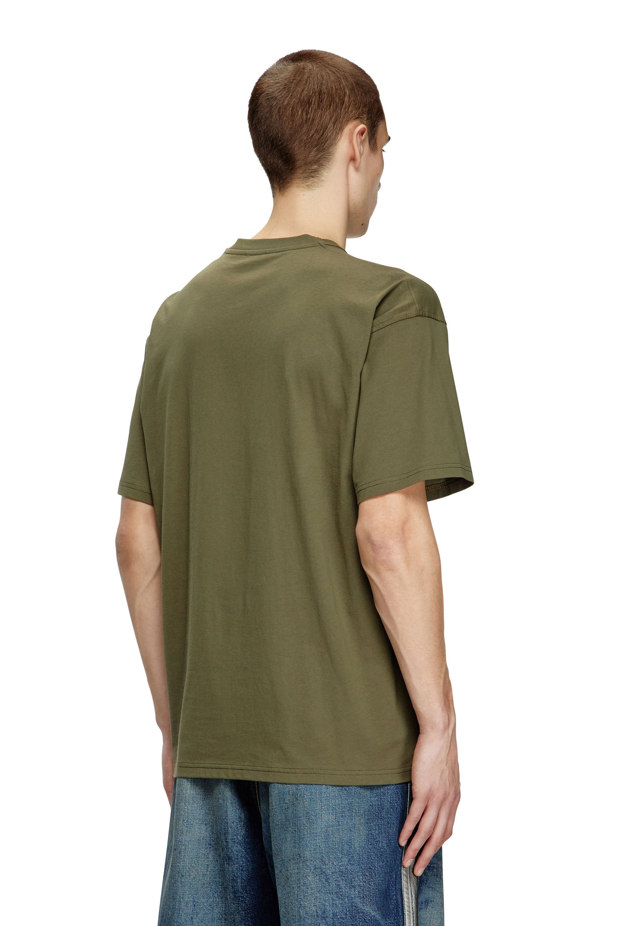 Diesel - T-BOXT-R15, Man's T-shirt with blowout logo graphic in Military Green - 4