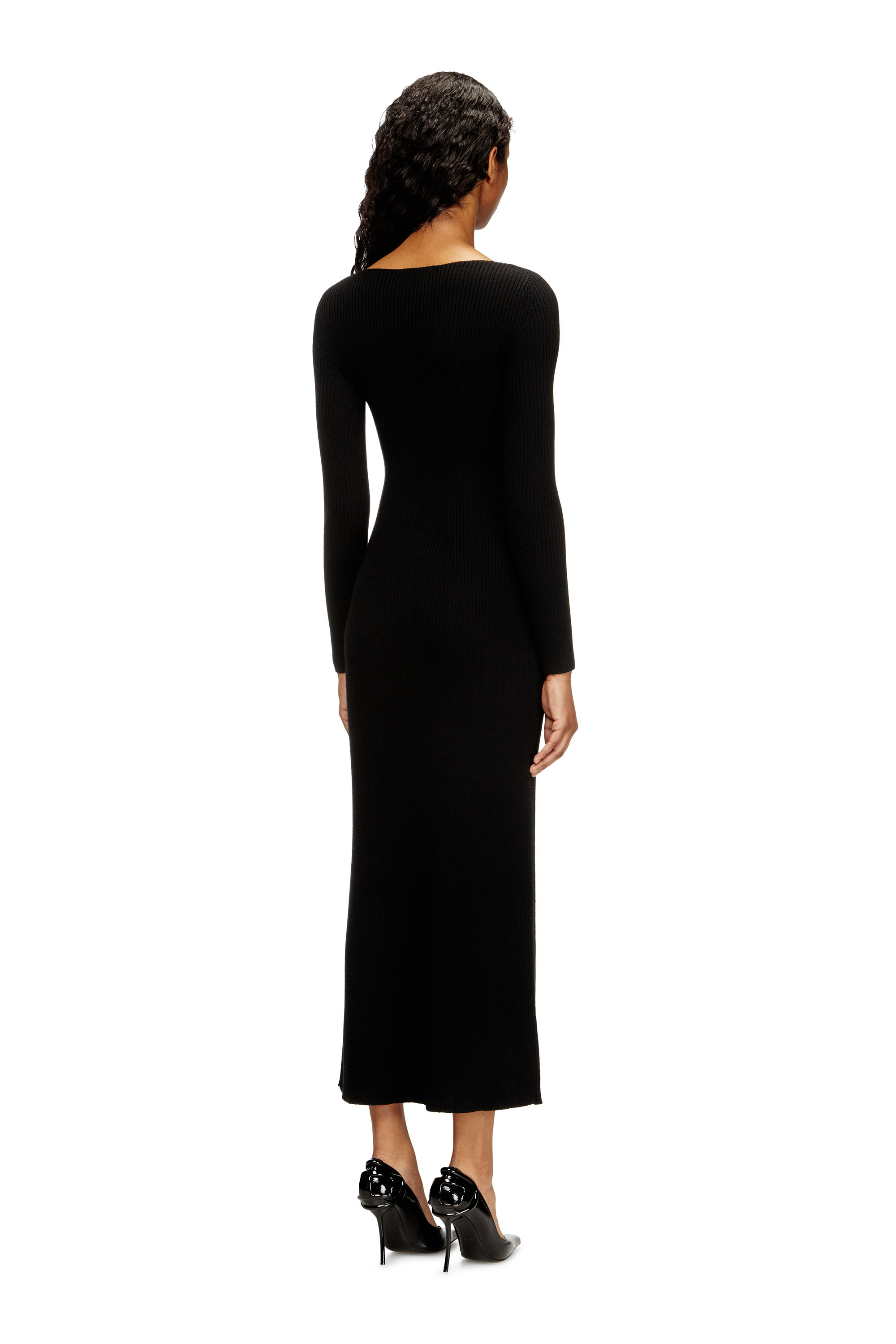 Diesel - M-OLONI, Woman's Midi wool dress with inlay in null - 4