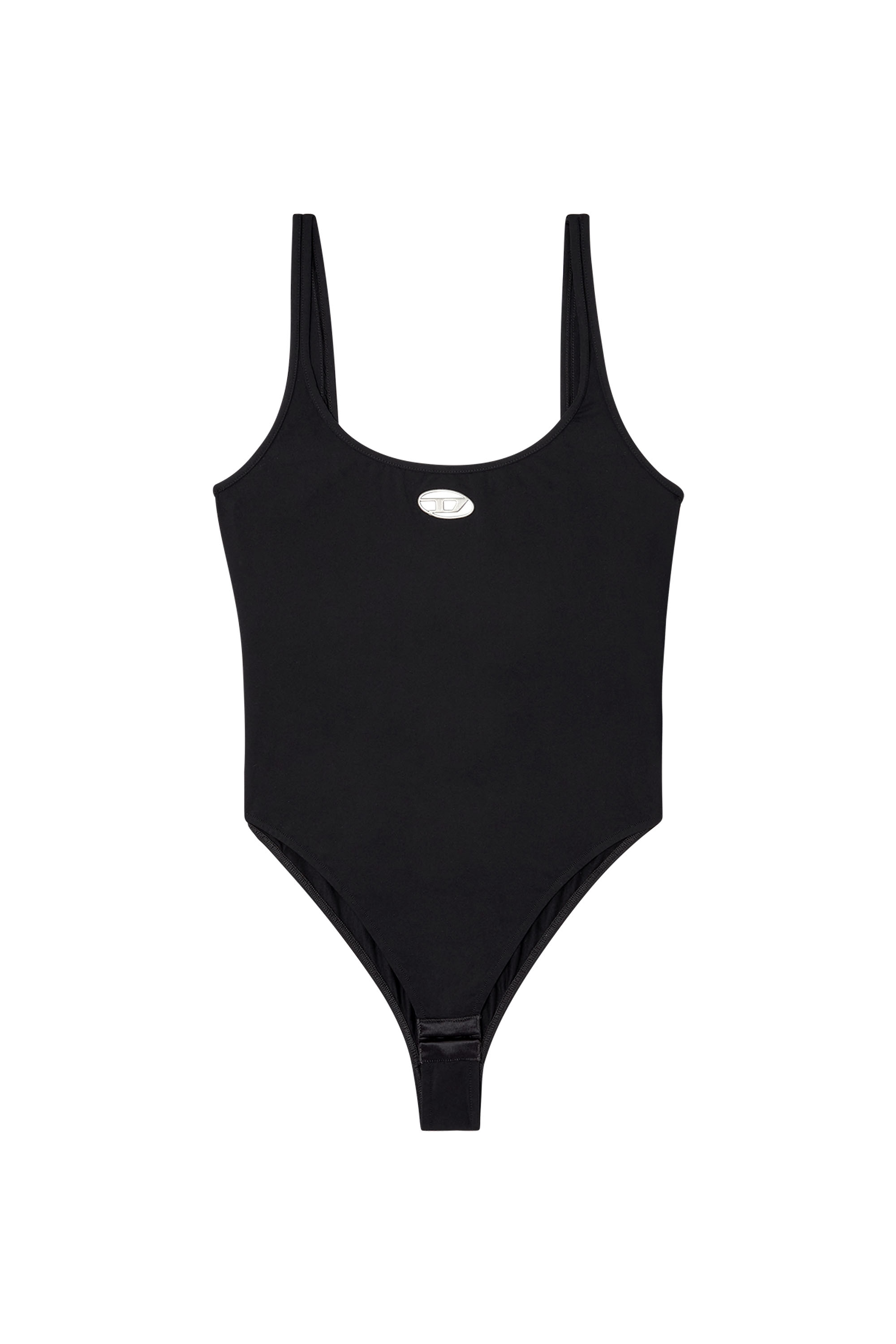 Diesel - MEGAN-UTLT, Woman's Microfibre bodysuit with cut-out logo in Black - 4