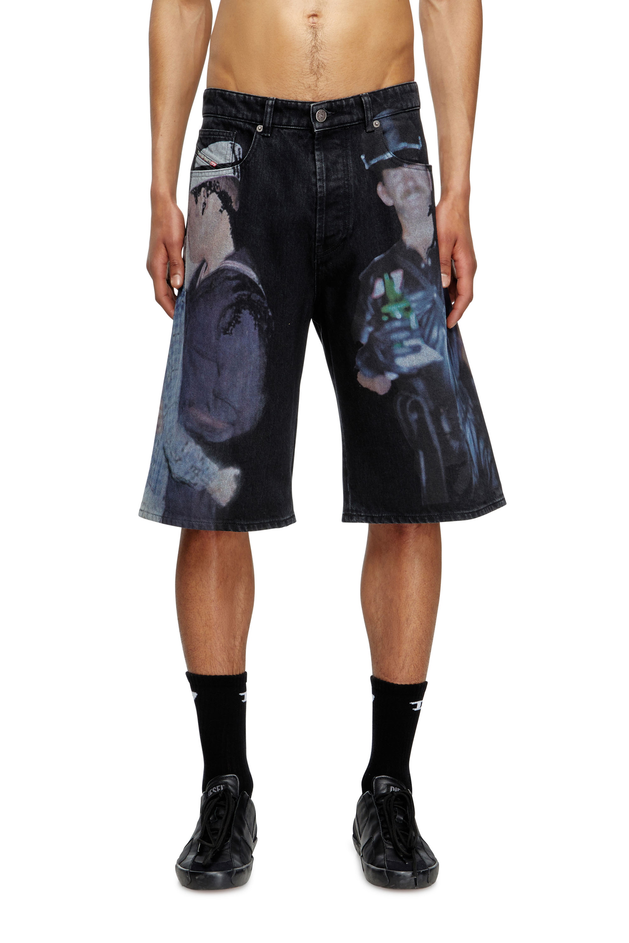 Diesel - PR-D-RIXFORD-S, Pantalones cortos de denim con estampado multicolor Unisex in Negro - 2