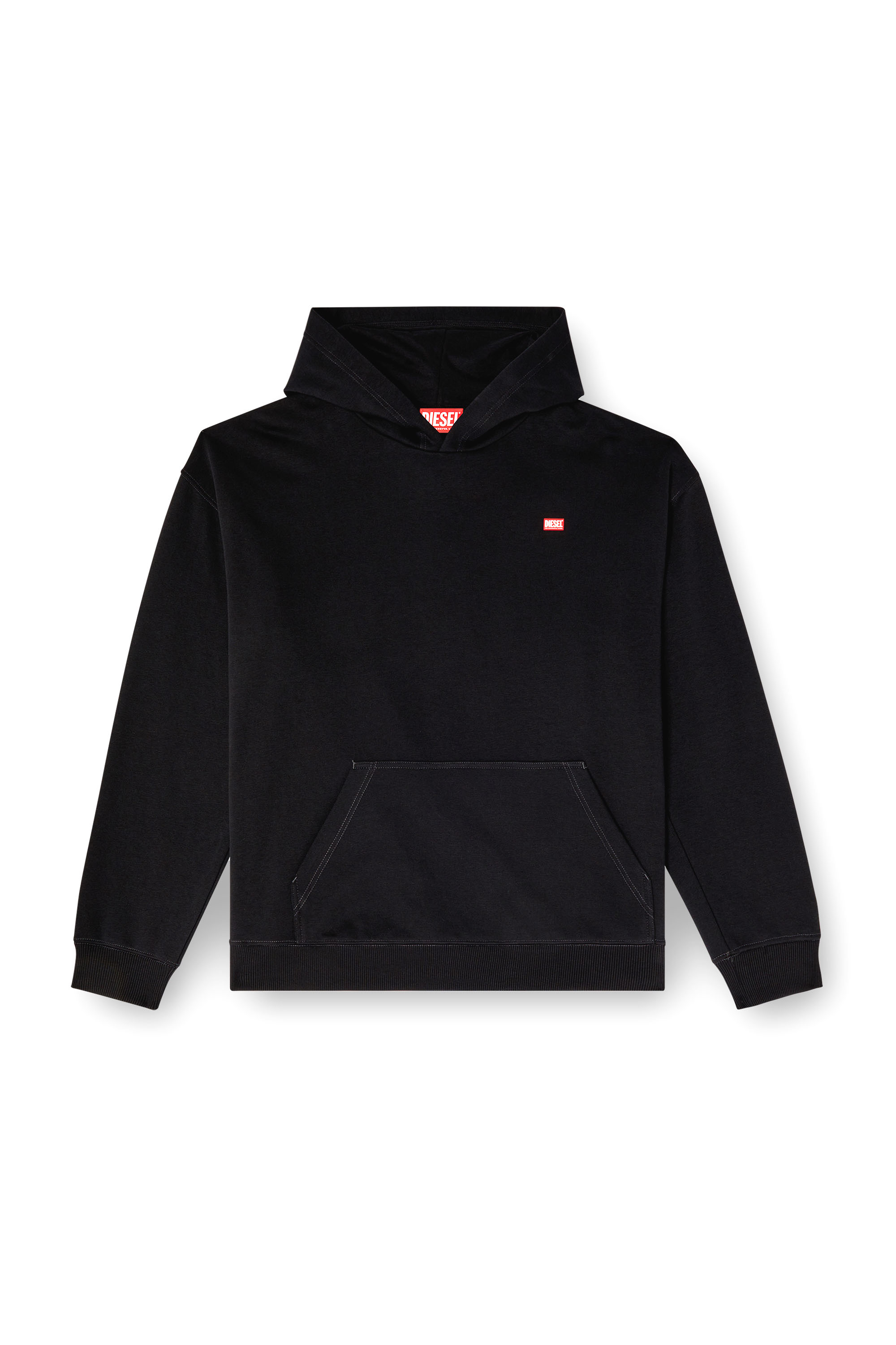 S-BOXT-HOOD-RAW V-neck hoodie in treated jersey｜ブラック