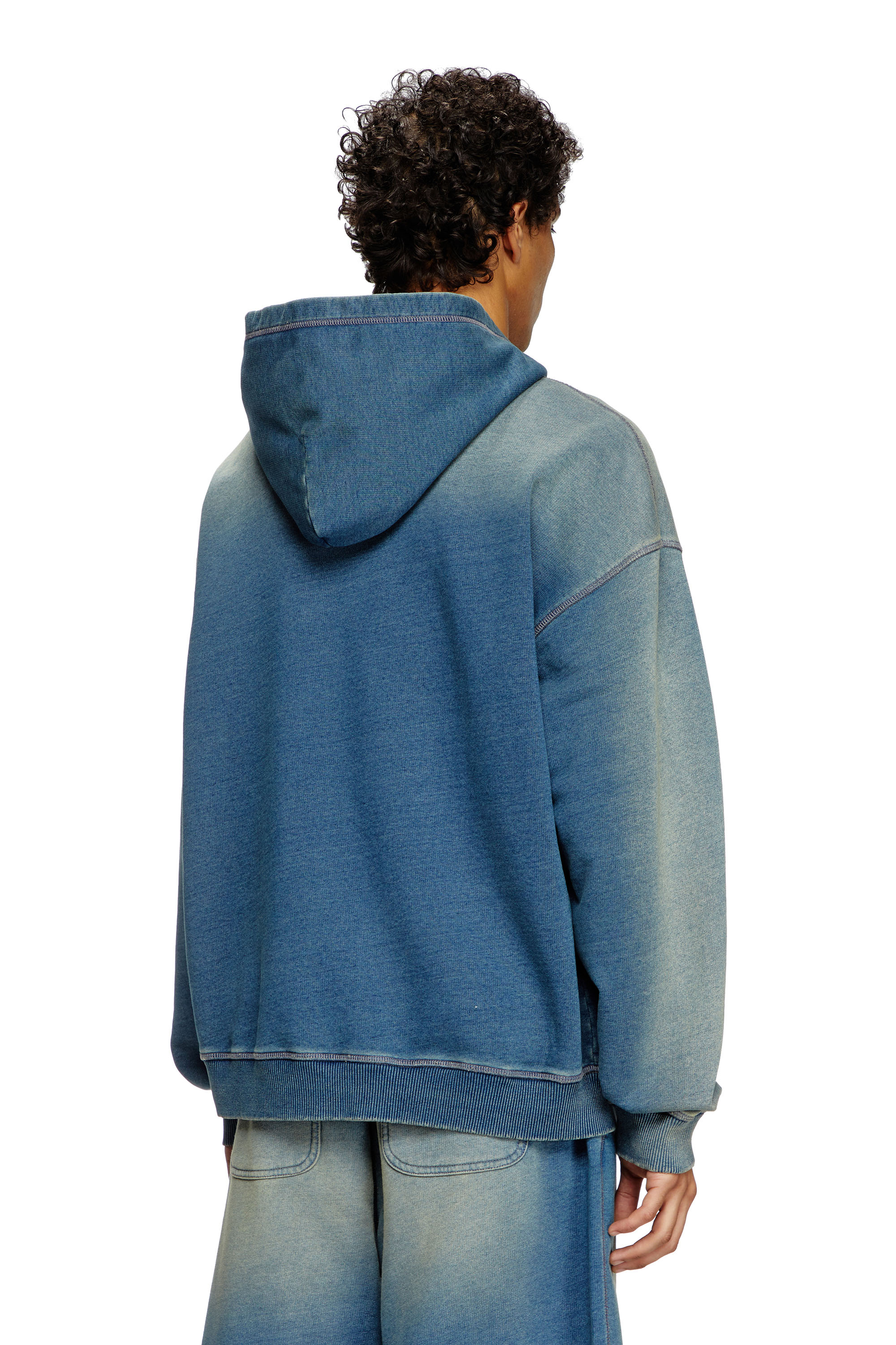 Diesel - S-BOXT-HOOD-R6, Sudadera con capucha desteñida con bordado del logotipo Hombre in Azul marino - 3