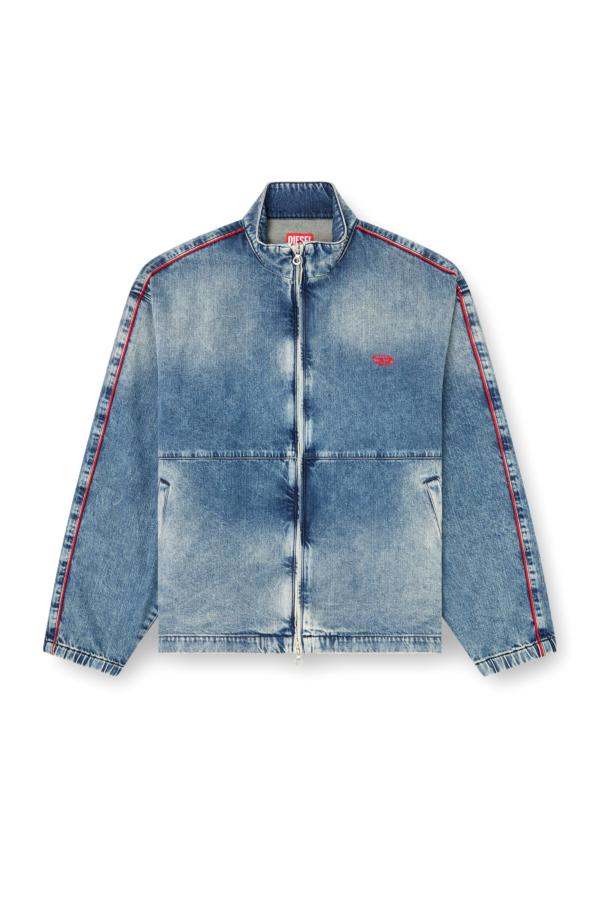 Diesel - D-KRAP-S2, Man's Denim jacket with red piping in Medium blue - 5