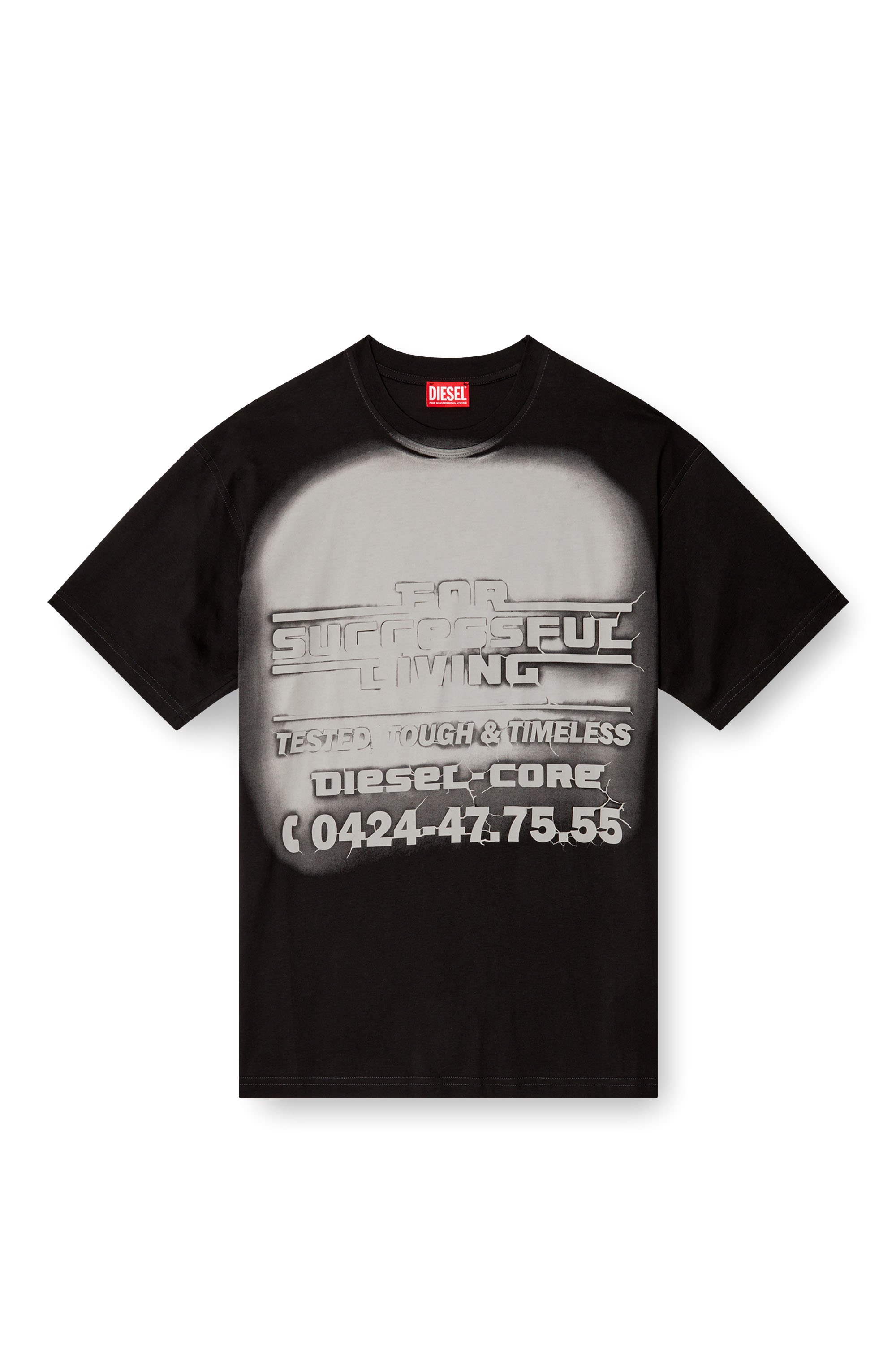 Diesel - T-BOXT-R15, Man's T-shirt with blowout logo graphic in Black - 4