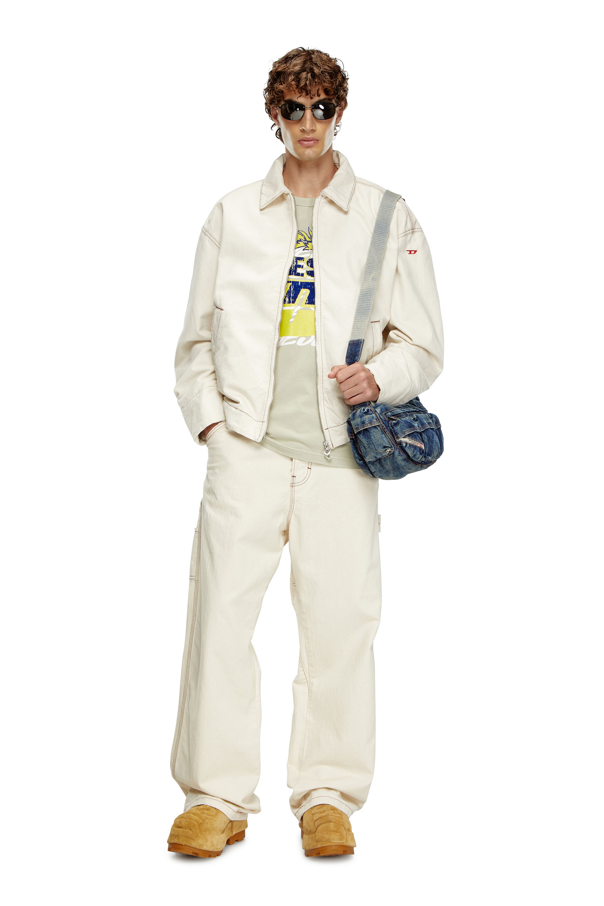 Diesel - D-STACK, Man's Padded jacket in clean-wash denim in White - 2