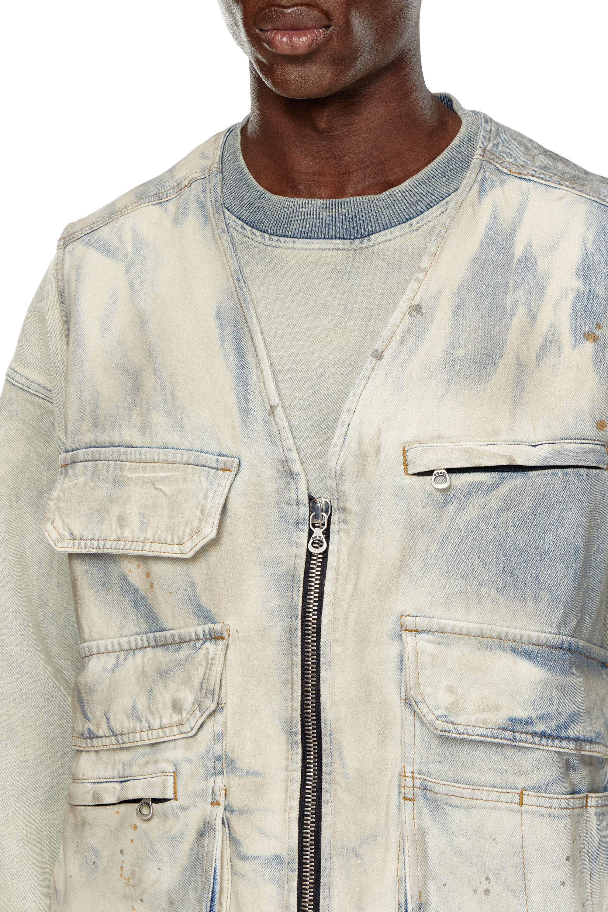 Diesel - D-SAMP-S, Man Sleeveless jacket in solarised denim in Multicolor - Image 4
