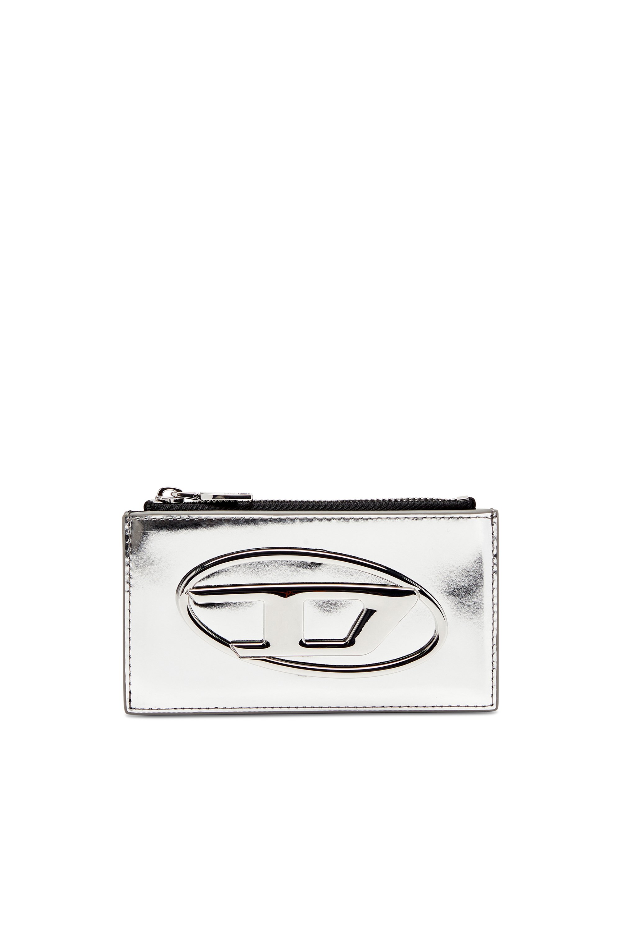 Diesel - 1DR CARD HOLDER III, Woman's Card holder in mirror leather in Silver - 1