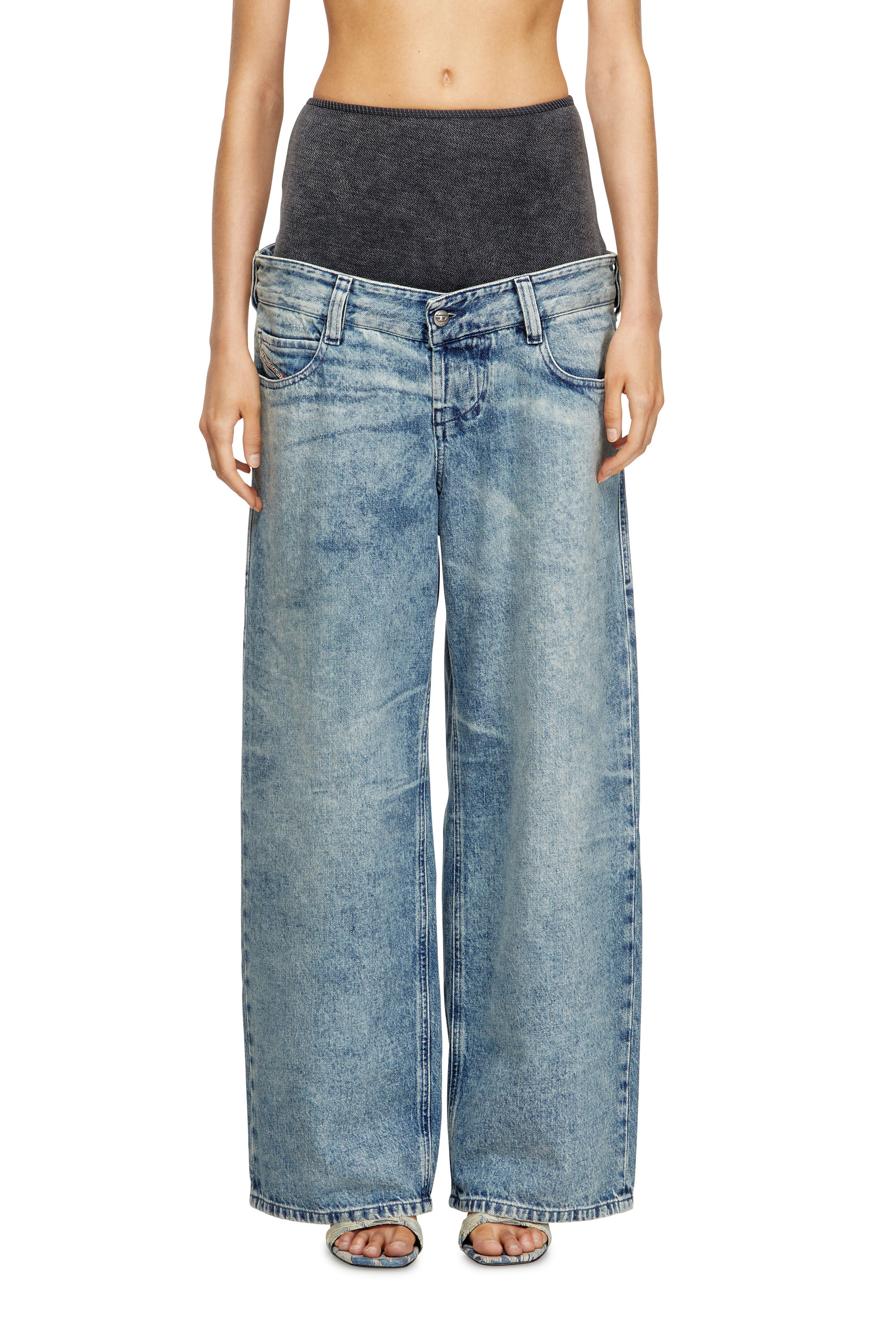 Diesel - Relaxed Jeans D-Eni 09N97 Mujer, Azul medio - 1