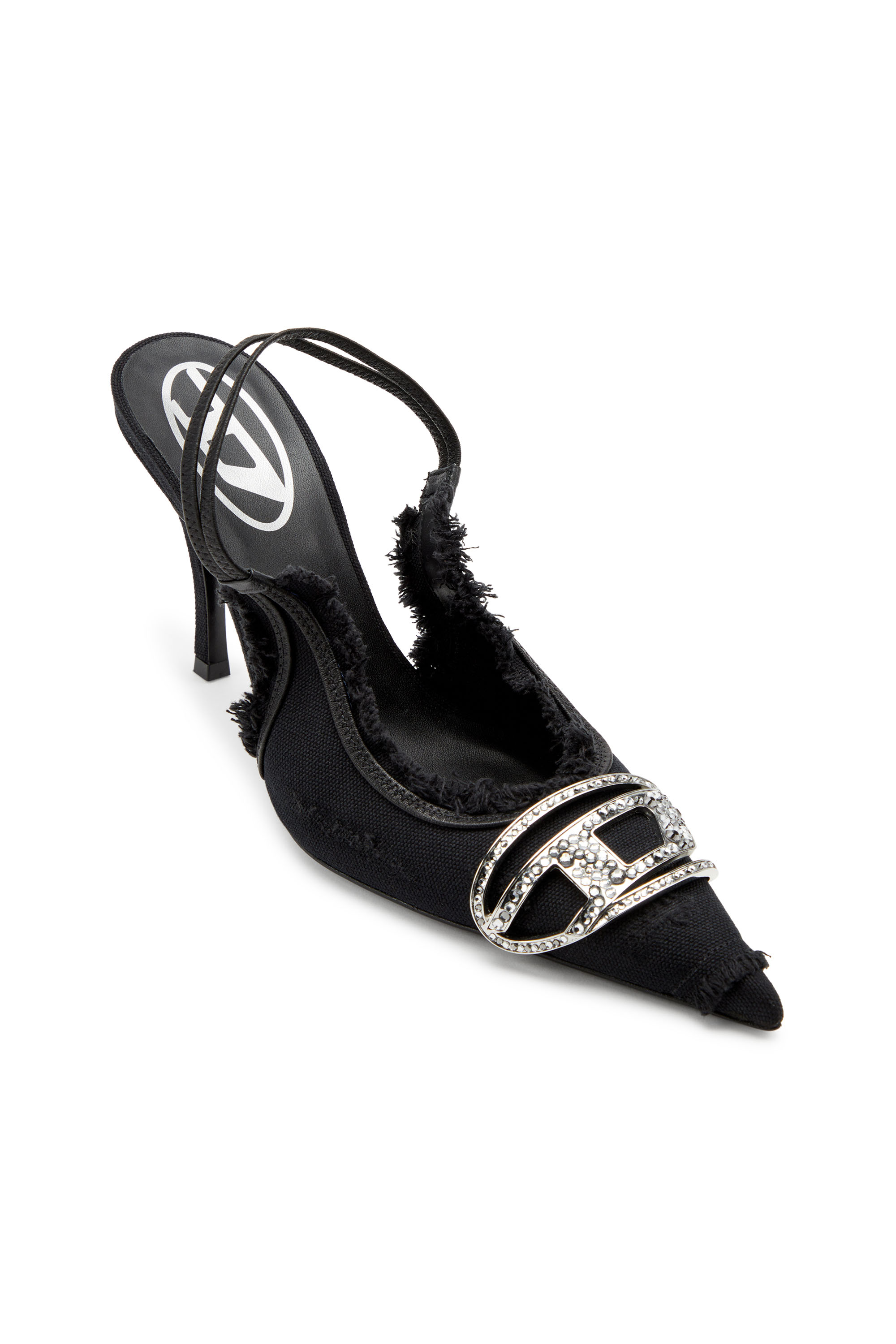 Diesel - D-VENUS SB, Mujer D-Venus-Zapatos de salón sin talón en lona desgastada in Negro - Image 5