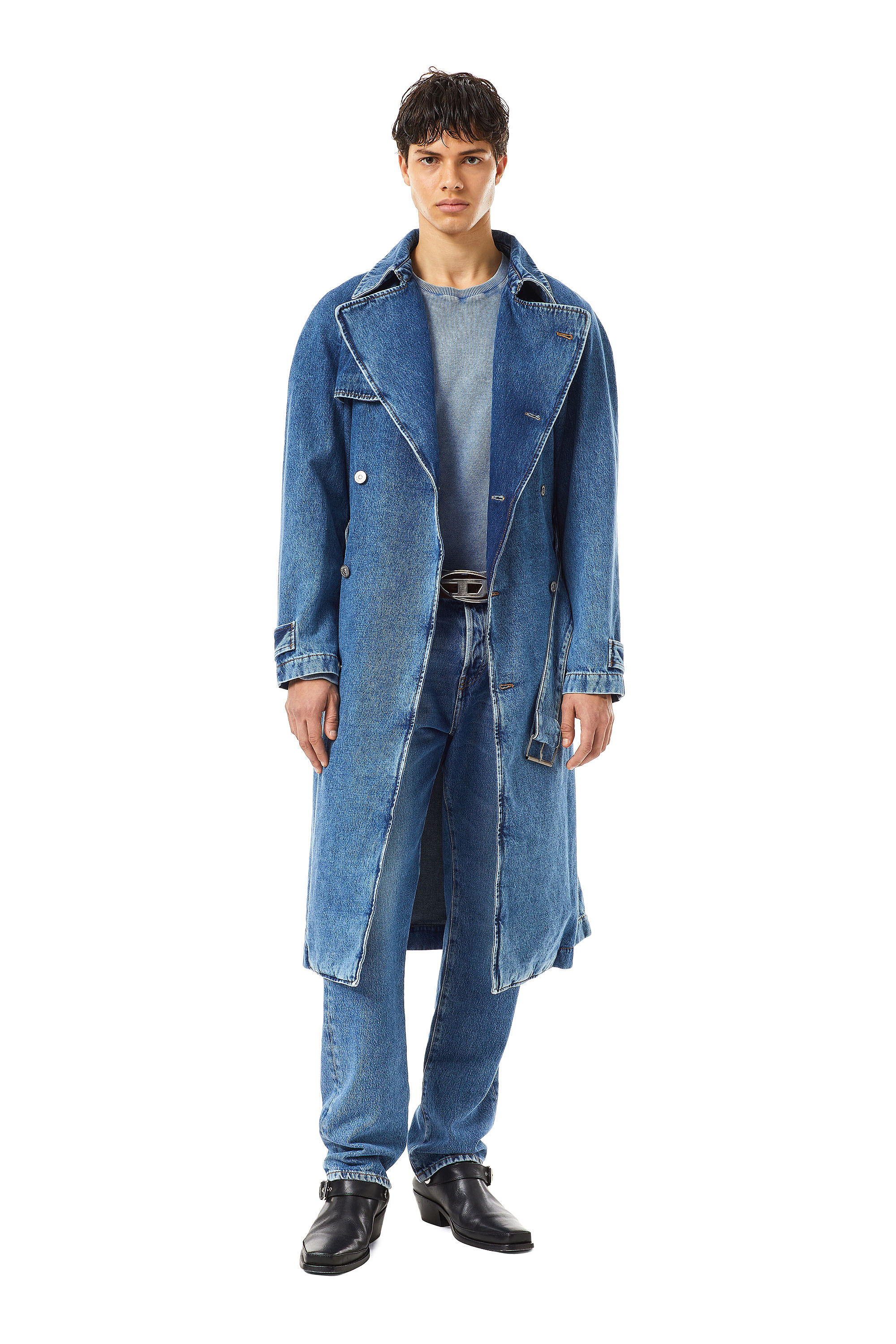 Diesel - D-DELIRIOUS DOUBLE BREASTED TRENCH COAT, Azul medio - Image 6