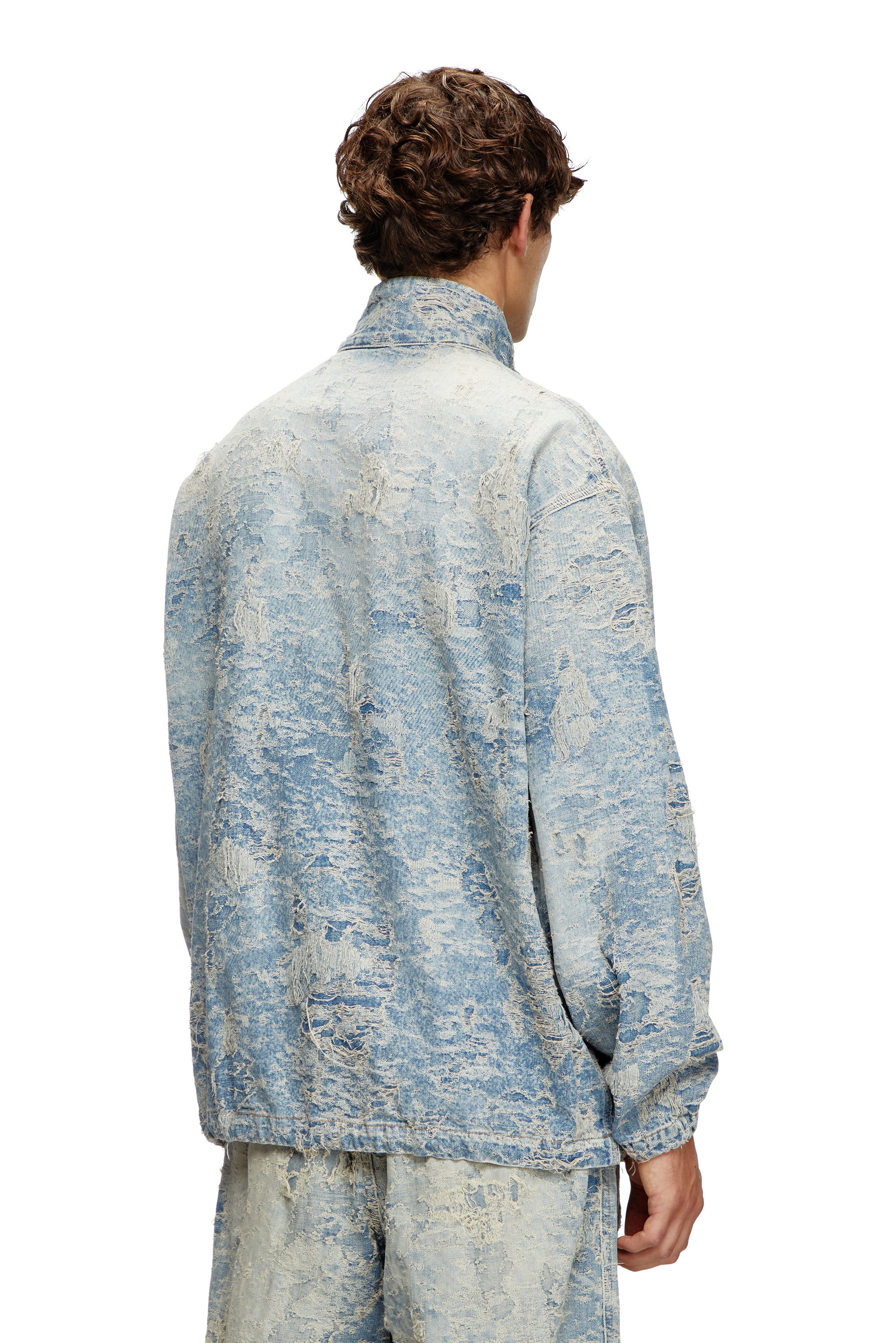 Diesel - D-KRAP-FSF, Chaqueta con cremallera de denim en jacquard con efecto de suciedad Unisex in Azul marino - 2