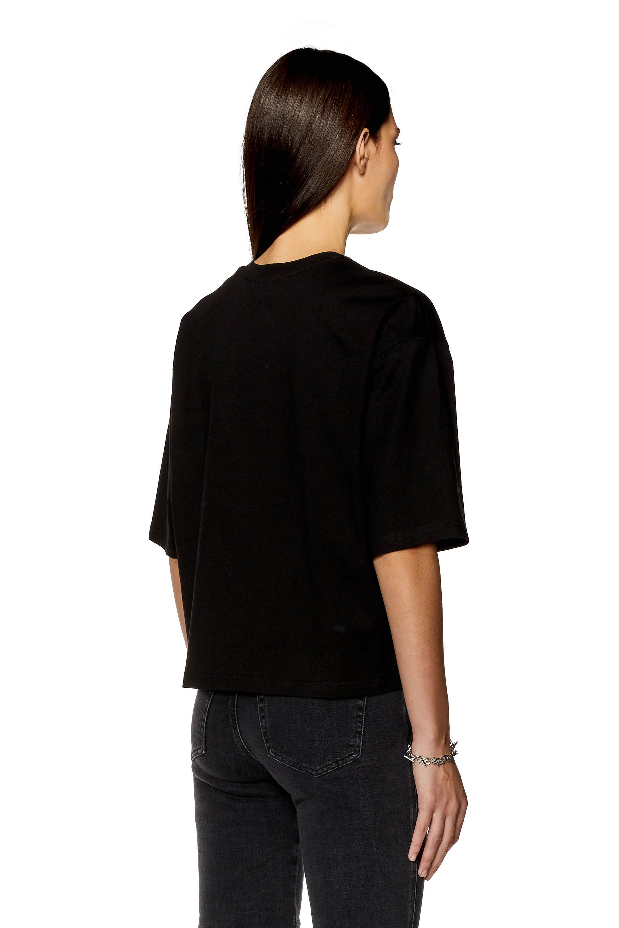 Diesel - T-BUXT-CROP-OD, Mujer Camiseta cuadrada con logotipo Oval D recortado in Negro - Image 3
