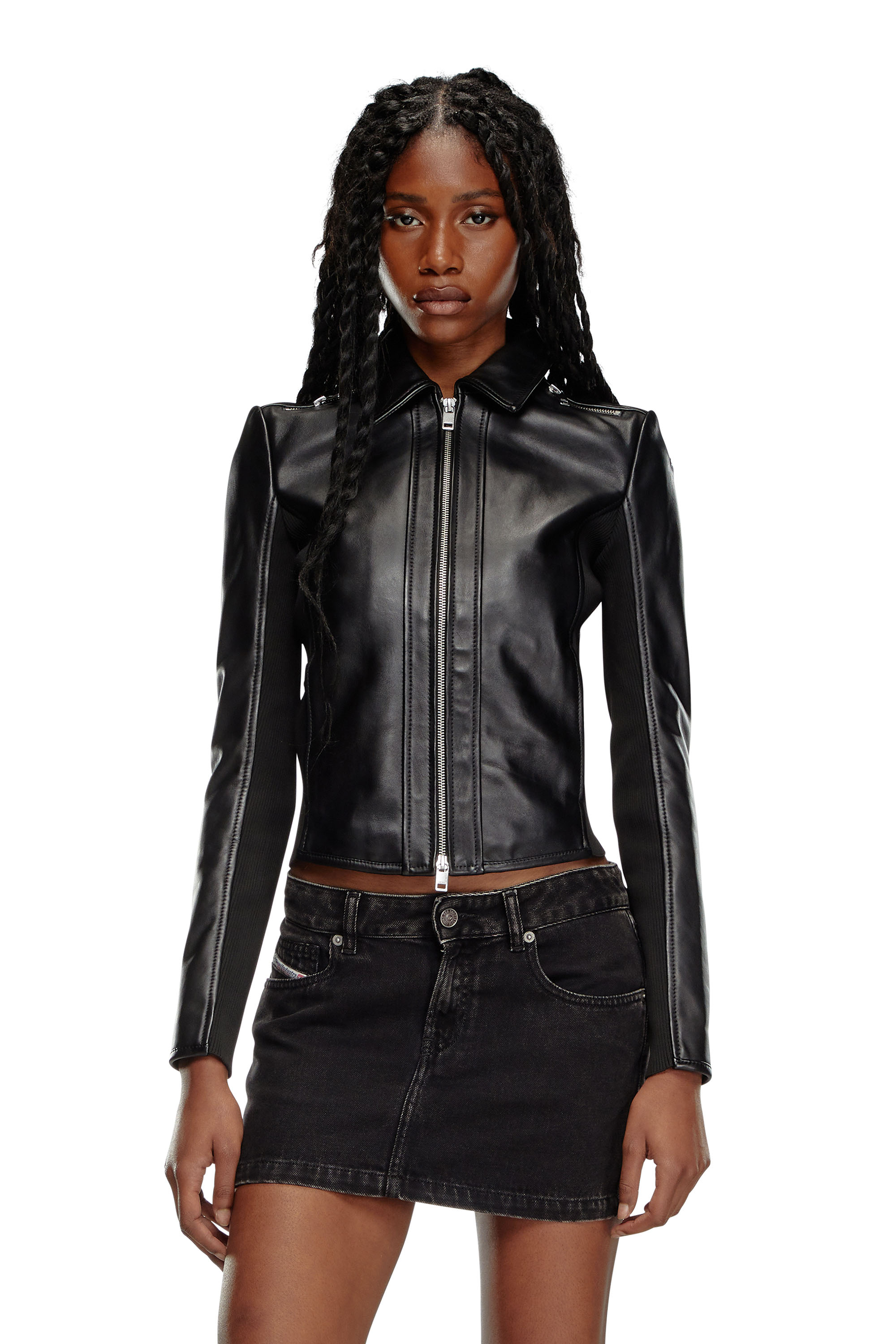 Ribbed Back Biker Jacket - Women - Ready-to-Wear